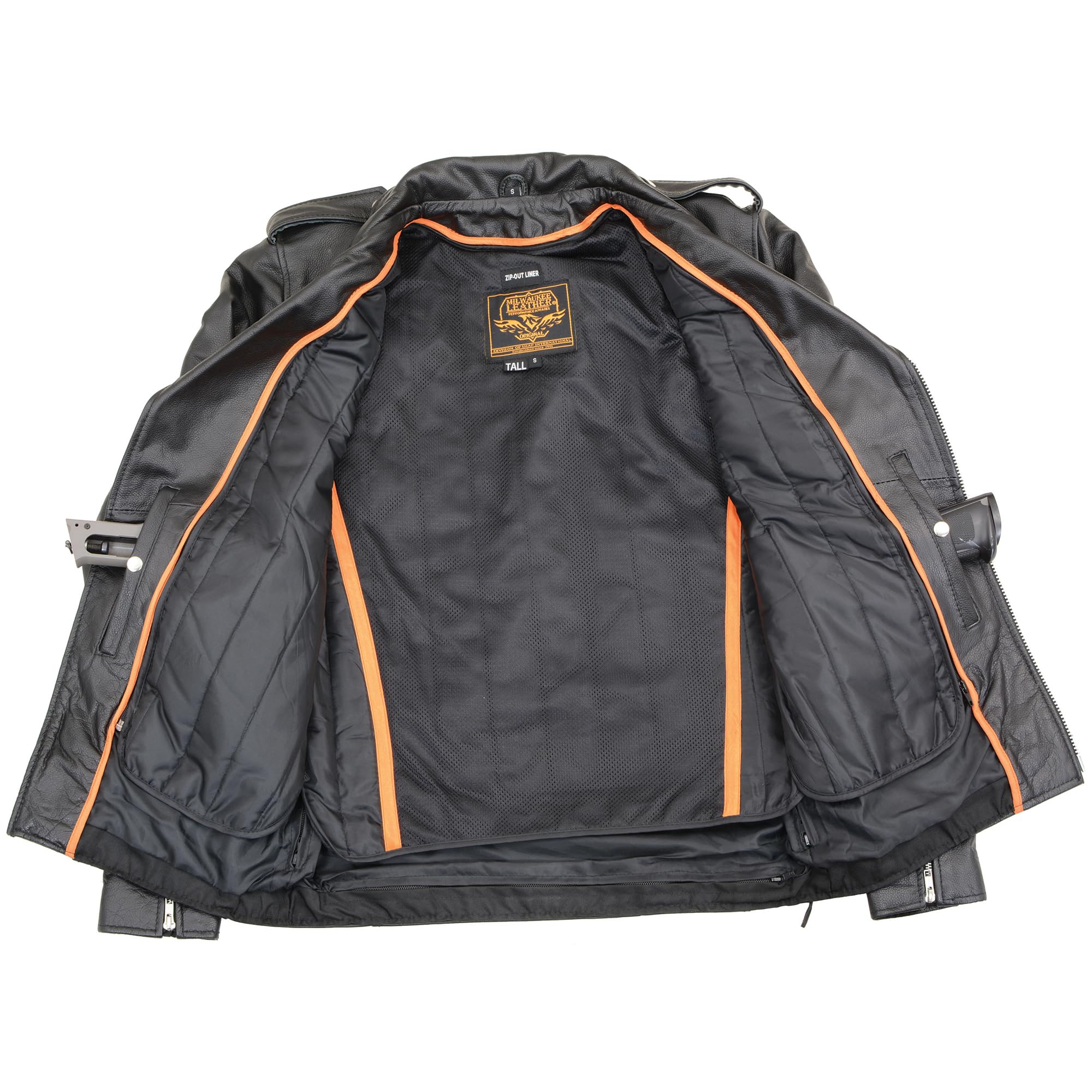 Milwaukee Leather Men's Tall Classic Side Lace Police Motorcycle Jacket - Premium Biker Jacket for Riding & Outdoor Adventures