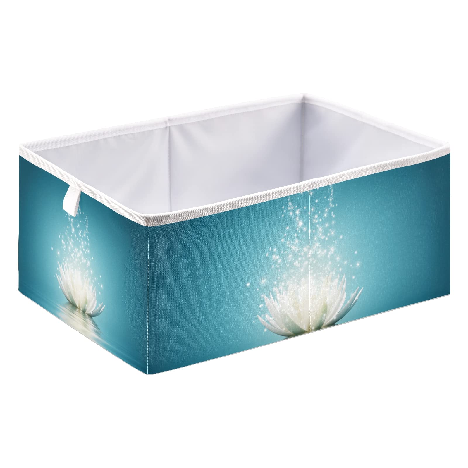 Magic Lotus Collapsible Storage Basket - Rectangular Cloth Bin Organizer for Home, Kitchen, Office | Space-Saving Hamper for Shelves, Laundry & Toy Storage