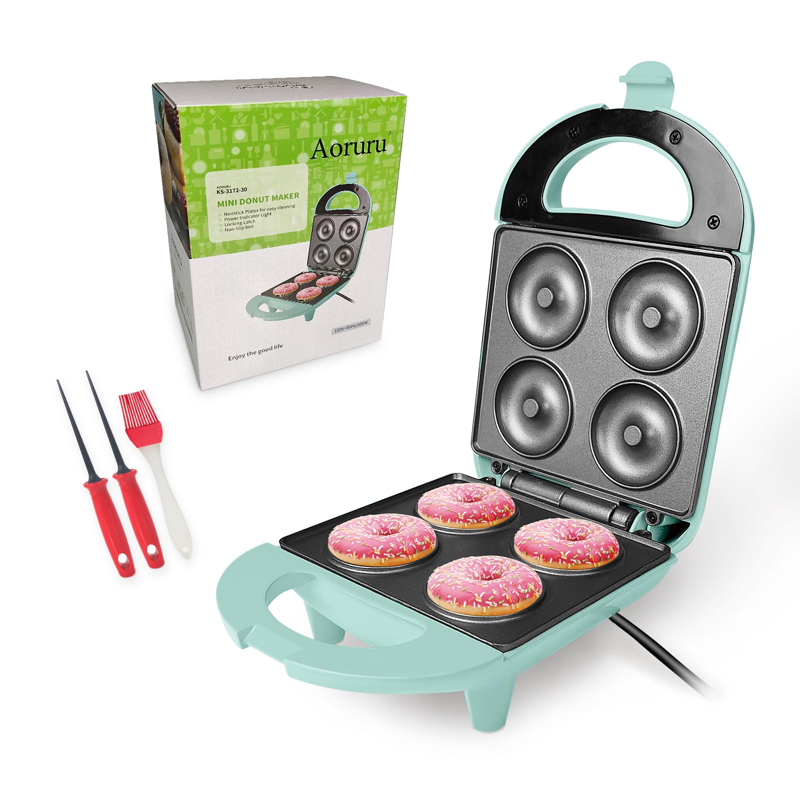 Mini Donut Maker for Kids - Make 4 Doughnuts at Home | Fun & Easy Breakfast Snack Maker for Family Baking, Birthday Parties & Classroom Activities