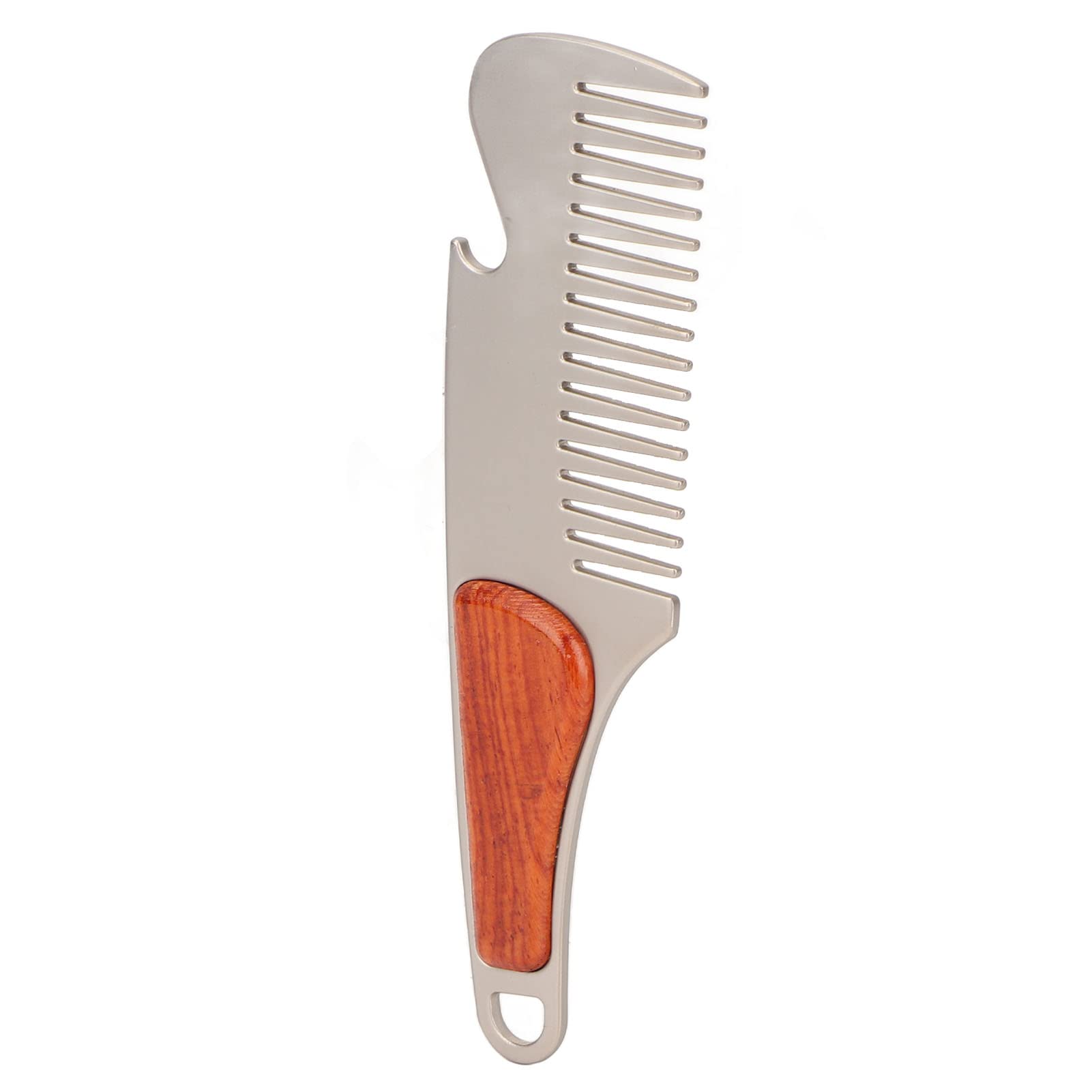 Men's Stainless Steel Beard Comb with Sandalwood Handle - Multipurpose Pocket Mustache & Hair Styling Comb for Home Salon & Travel Grooming