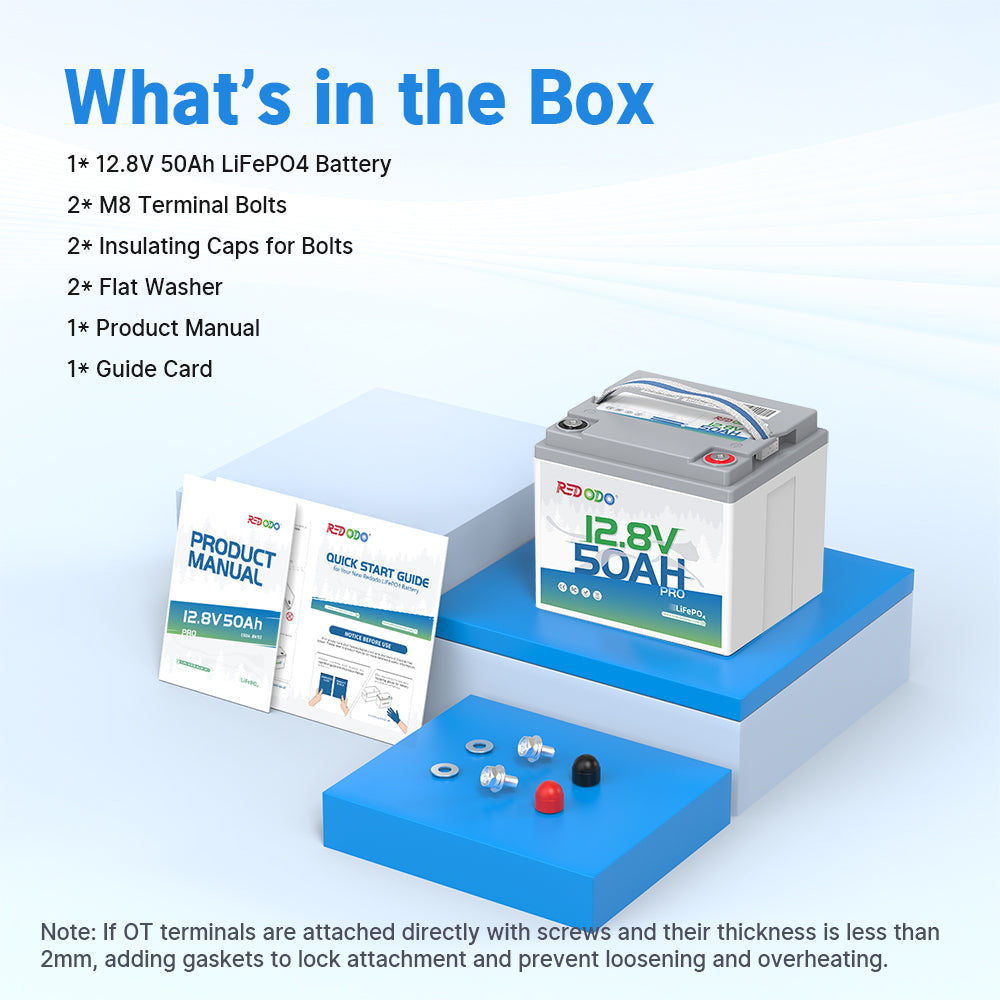 Redodo 12V 50Ah Deep Cycle LiFePO4 Lithium Battery - Rechargeable for Solar Power Systems, RVs, Camping & Off-Grid Use | Perfect for Portable Power Stations, Marine & Outdoor Adventures