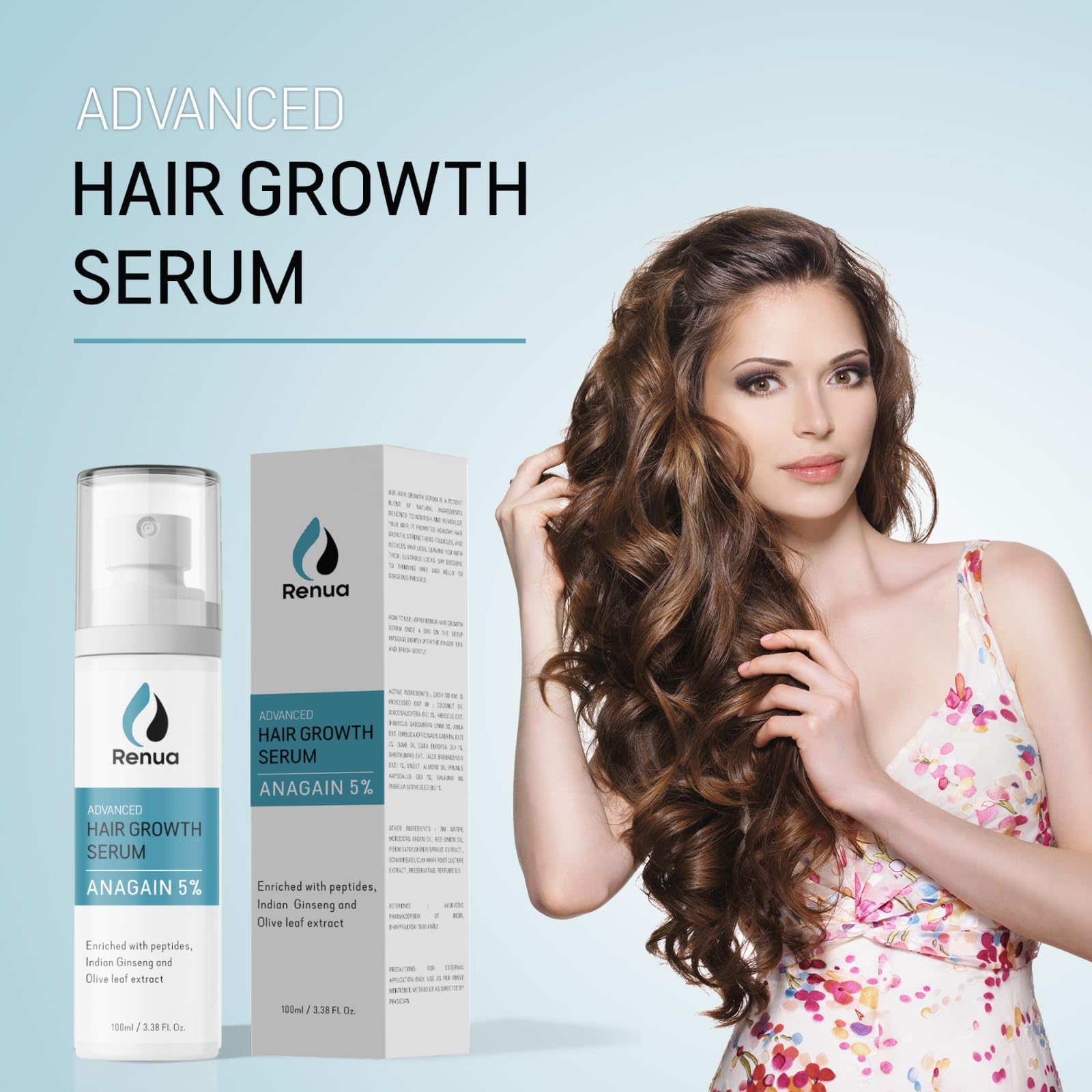 Renua Hair Growth Serum for Thicker & Longer Hair - Natural Hair Loss Treatment for Men & Women - Use for Daily Scalp Care & Healthy Hair Regrowth