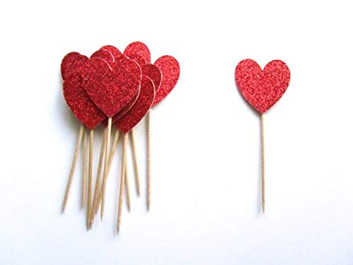 Flairs New York Party Decorations - Pink Mini Hearts Cupcake Toppers (10-Pack) | Perfect for Birthday, Wedding & Baby Shower Celebrations