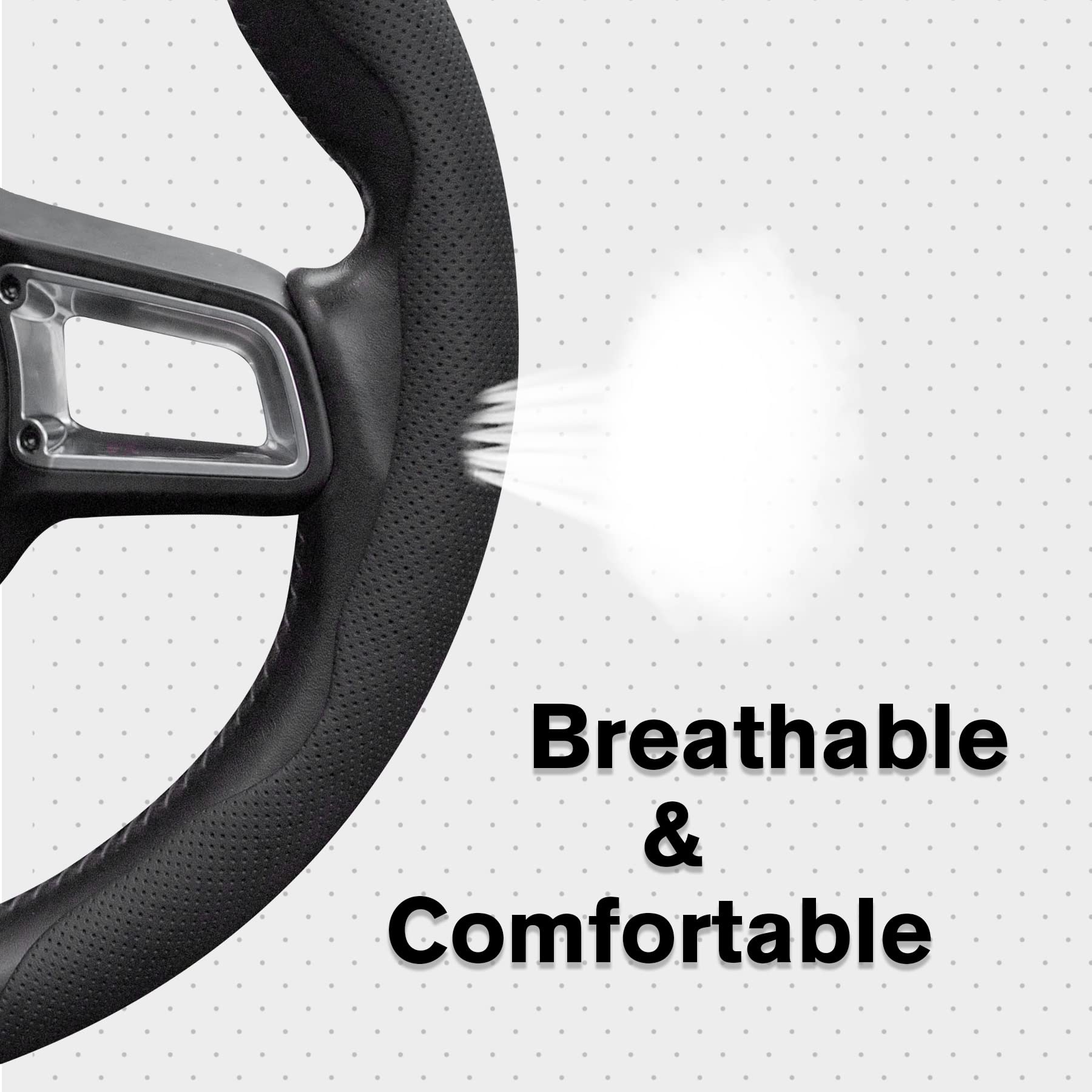 Premium Nappa Leather Steering Wheel Cover - Universal Fit for 99% Cars - 2PCS Segmented Design - Luxury Car Interior Accessories (Black) - Perfect for Daily Commuting & Road Trips