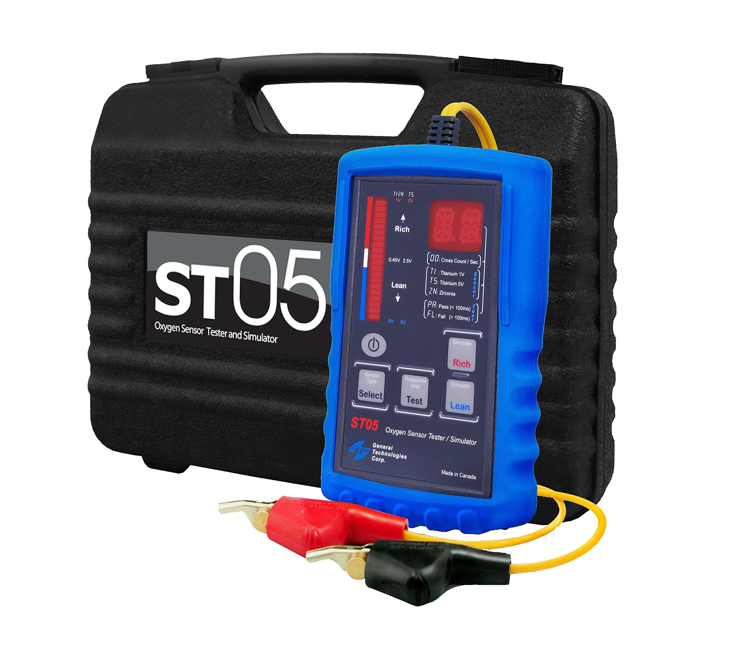 GTC ST05 Oxygen Sensor Tester & Simulator - Automotive O2 Sensor Diagnostic Tool for Car, Truck, SUV - Check Engine Light Troubleshooting & Emissions Testing (Works with Most Vehicles)