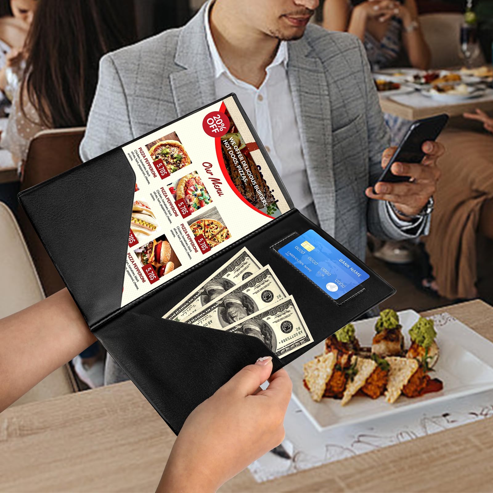 20 Pcs PVC Server Books - Restaurant Guest Check Presenters for Waitress - Durable Bill Holders for Bars, Cafes & Hotels - Perfect for Organizing Orders & Payments