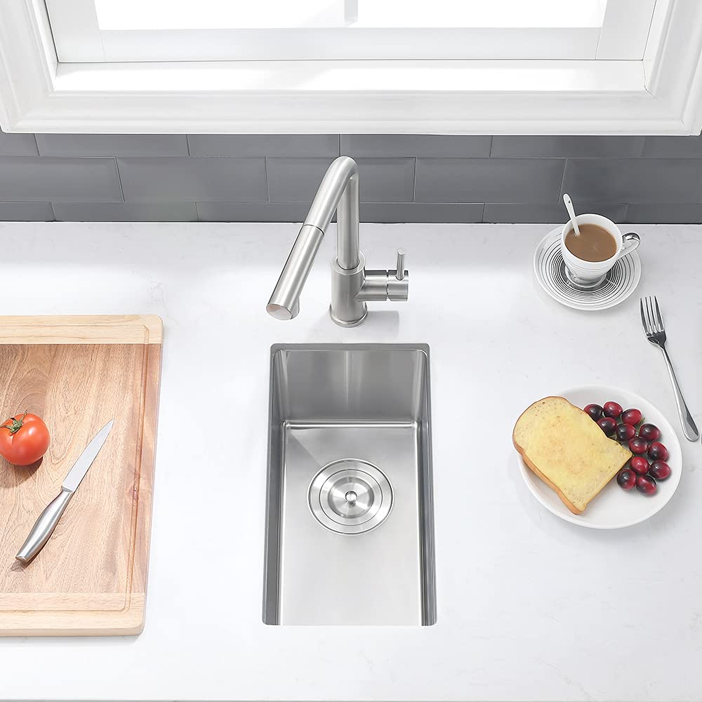 10x18 Inch Undermount Bar Sink - 16 Gauge Stainless Steel Small Wet Bar Prep Sink with Tight Radius for RV & Outdoor Kitchen - Includes Bottom Grid & Drain - Perfect for Compact Spaces, Entertaining & Food Prep