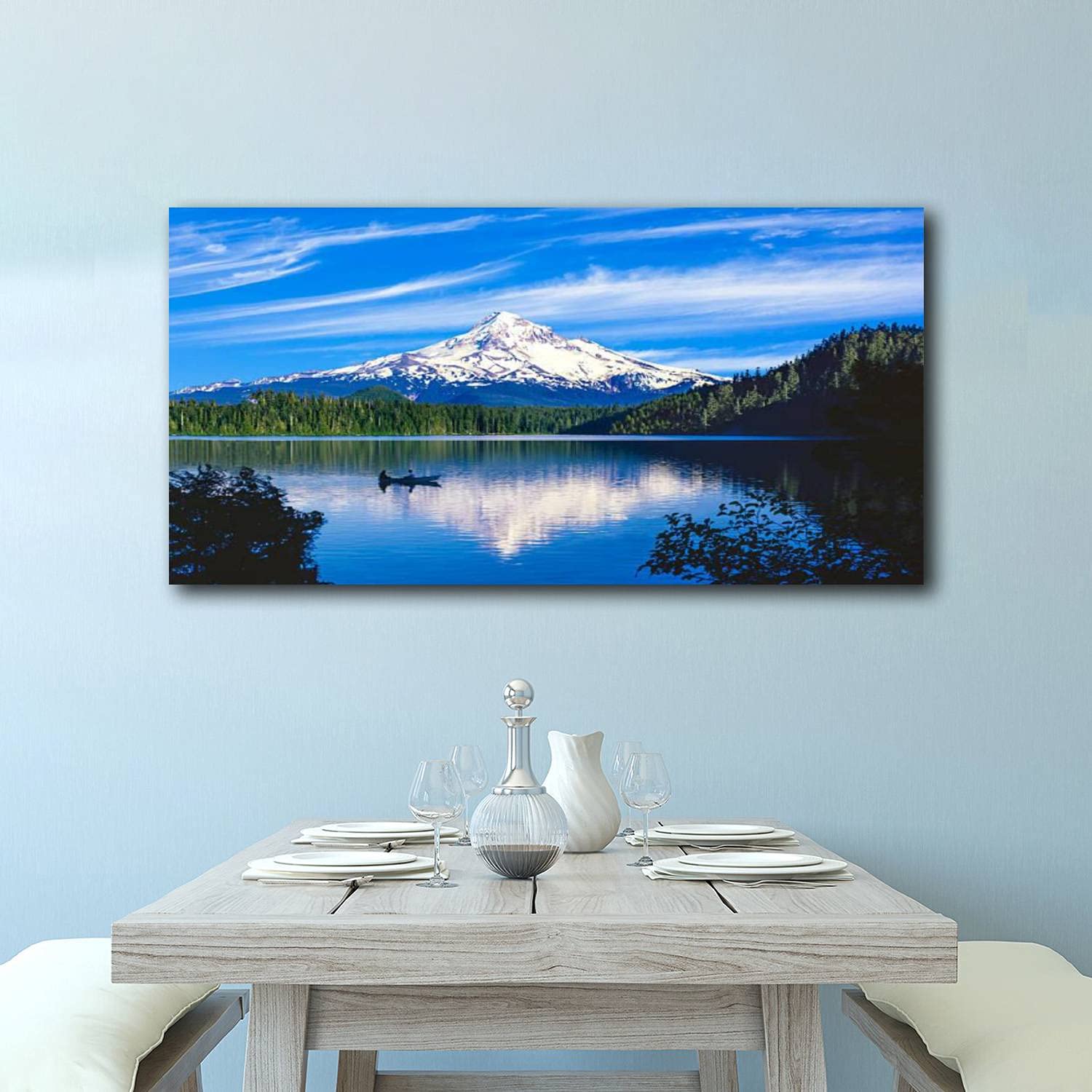 Spring Morning Reflection of Mt Hood OR Canvas Wall Art - Ready to Hang Photo Painting for Home, Bedroom, Bathroom, Living Room & Office Decor | Perfect for Nature Lovers & Pacific Northwest Inspired Interiors