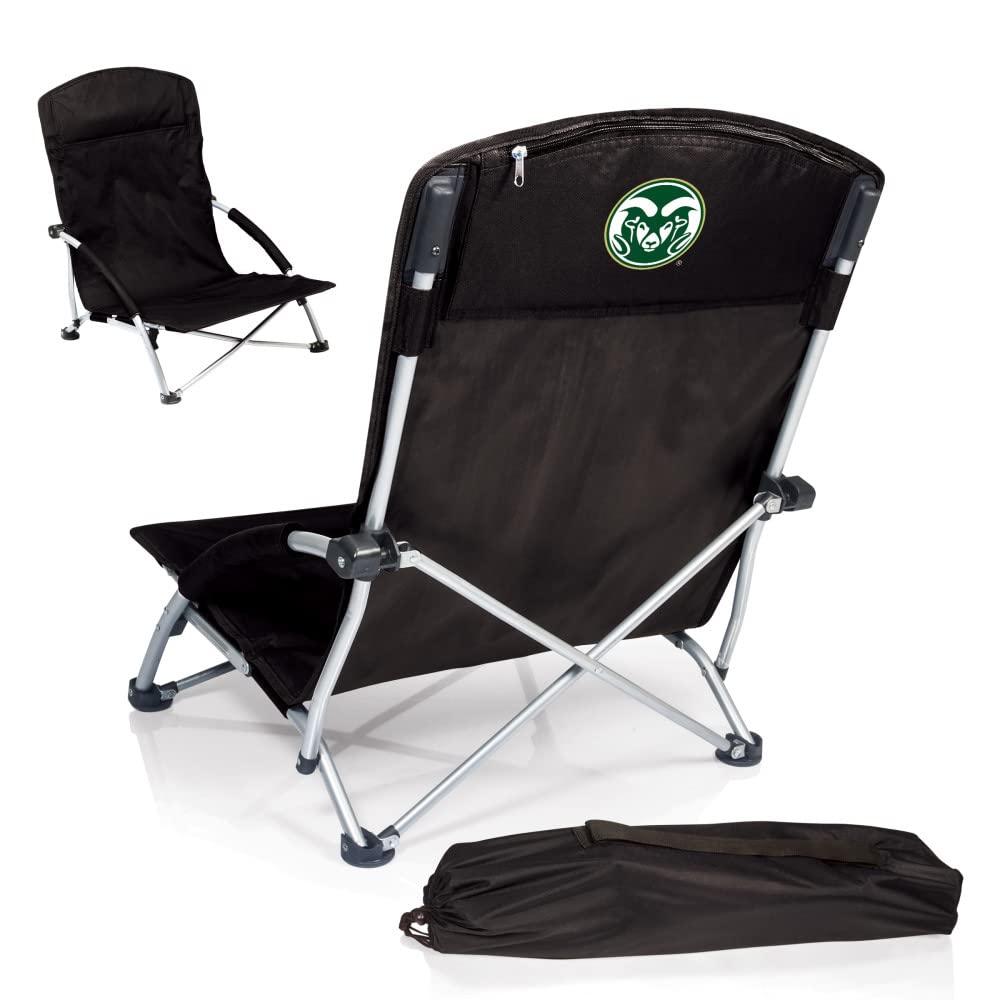 PICNIC TIME NCAA Tranquility Low Beach Chair for Adults with Carry Bag - Portable Folding Lawn Chair for Beach, Camping, Backyard & Outdoor Relaxation