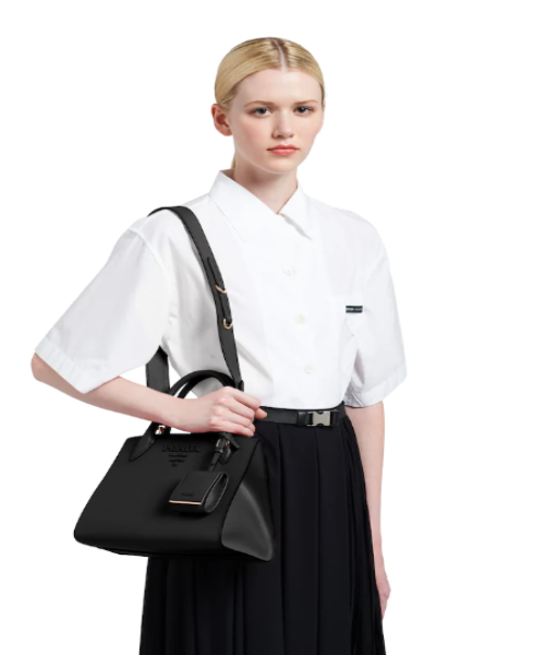 Prada Monochrome Saffiano Leather Handbag for Women - Luxurious Designer Tote Bag in Magnolia Pink | Perfect for Work, Travel & Everyday Use