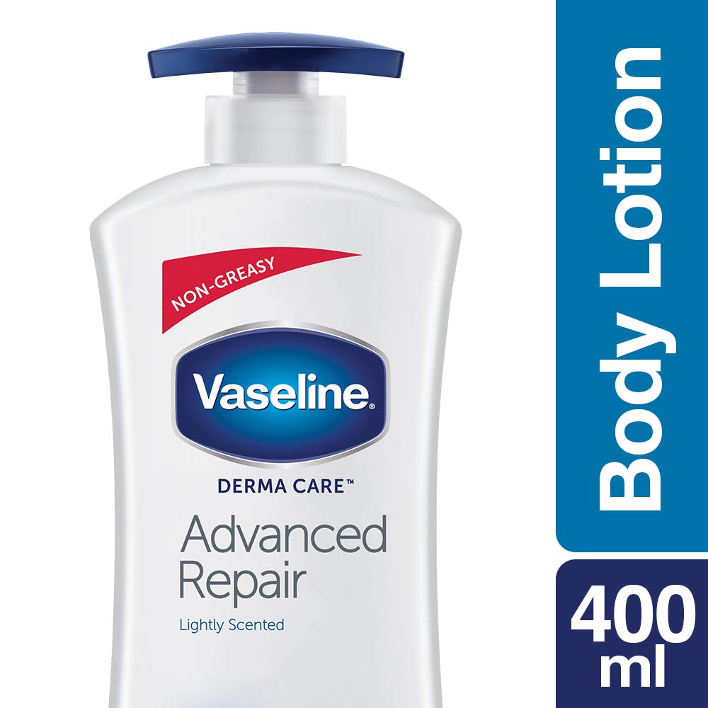 Vaseline Intensive Care Cocoa Glow Body Lotion - 24 Hour Moisturizing with 100% Pure Cocoa & Shea Butter - Restores Skin Radiance - 400ml | Vaseline Derma Care Advanced Repair Lotion for Dry Skin - Perfect for Daily Hydration & Nighttime Skin Repair