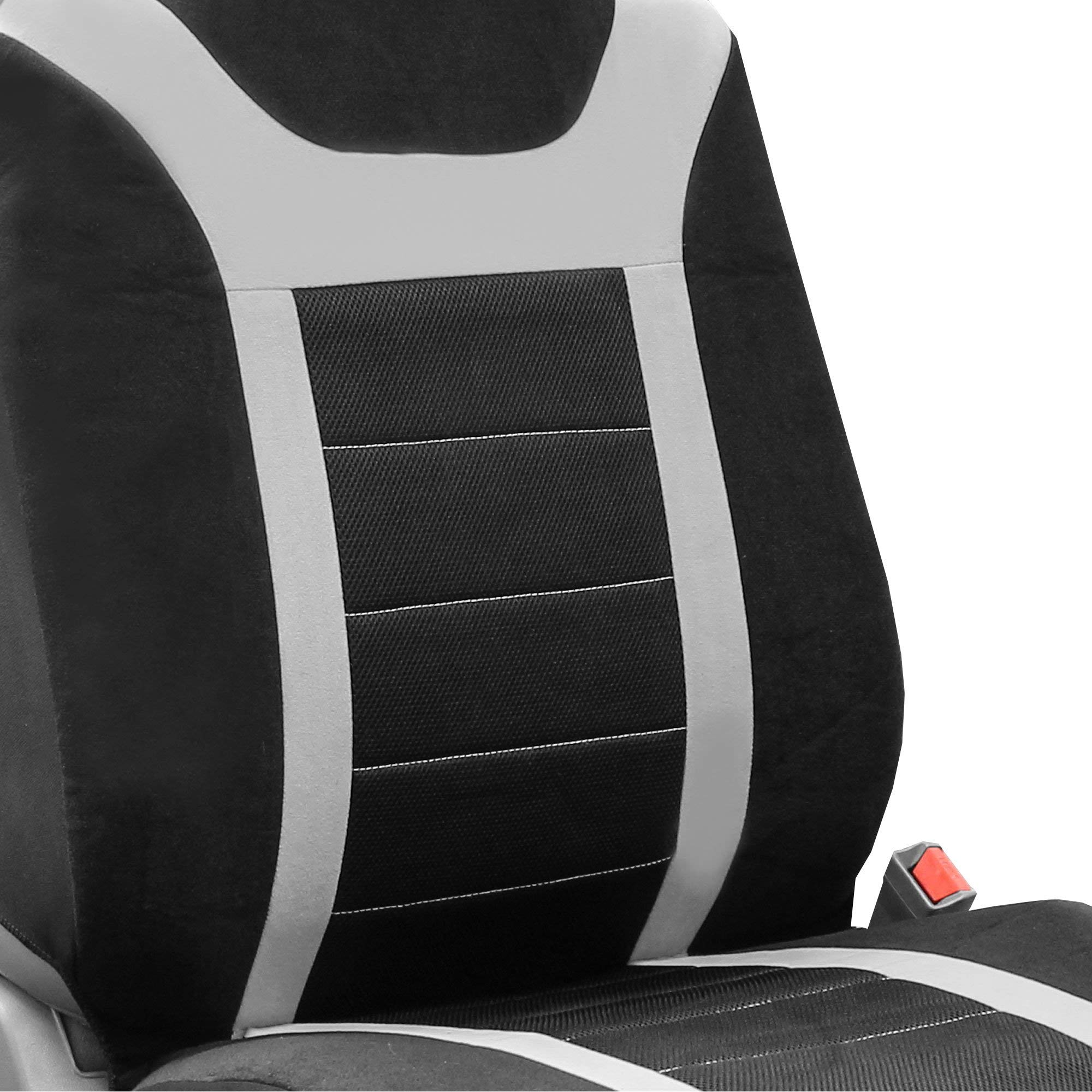 FH Group Universal Car Seat Covers Full Set - Gray Sports Design, Airbag Compatible, Split Rear for Cars, Trucks & SUVs | Durable Interior Accessories for Daily Commute, Road Trips & Off-Road Adventures