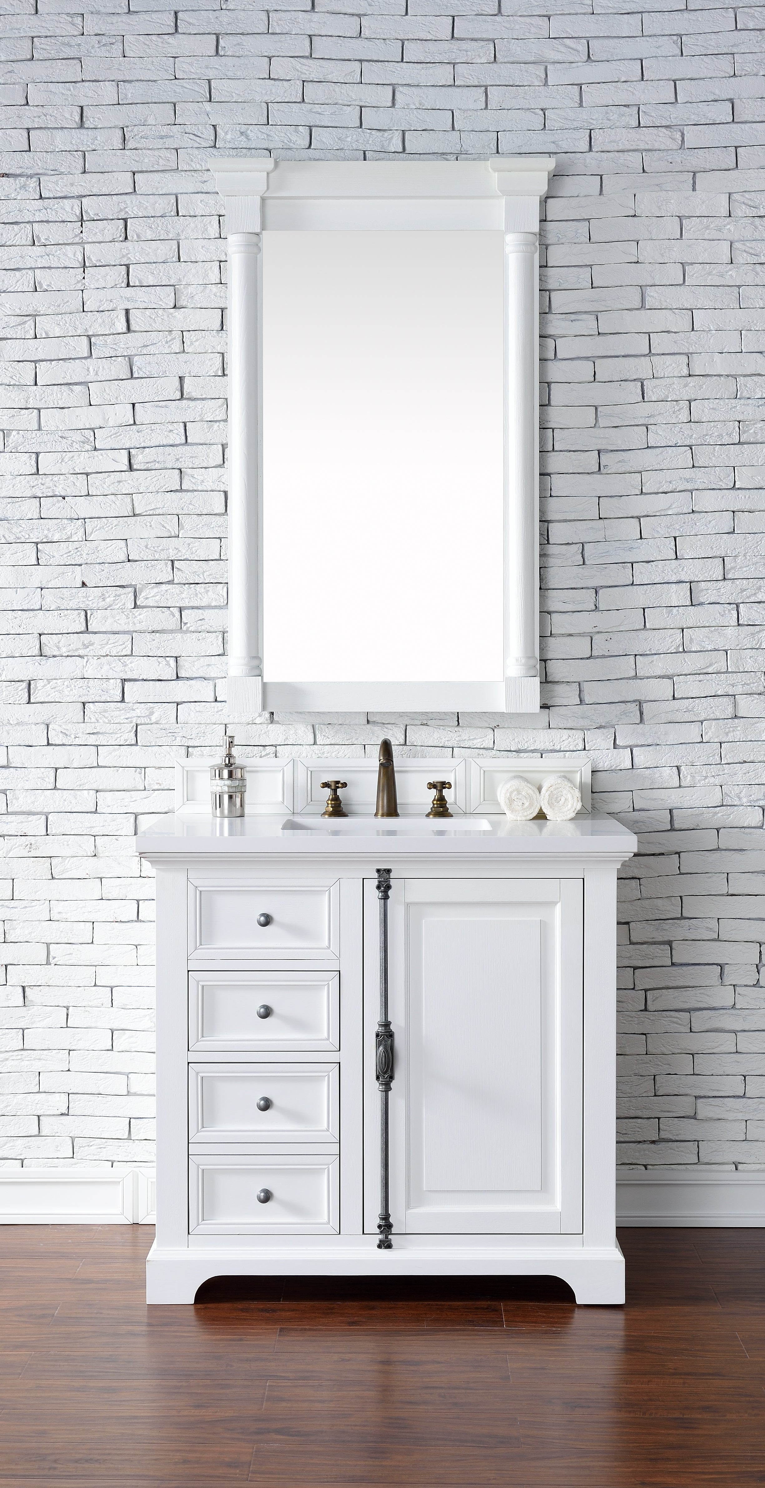 Providence 36 Inch Single Vanity Cabinet with 3CM Classic White Quartz Top - Bright White Bathroom Vanity for Modern & Traditional Homes | Perfect for Master Bath, Guest Bath & Powder Rooms