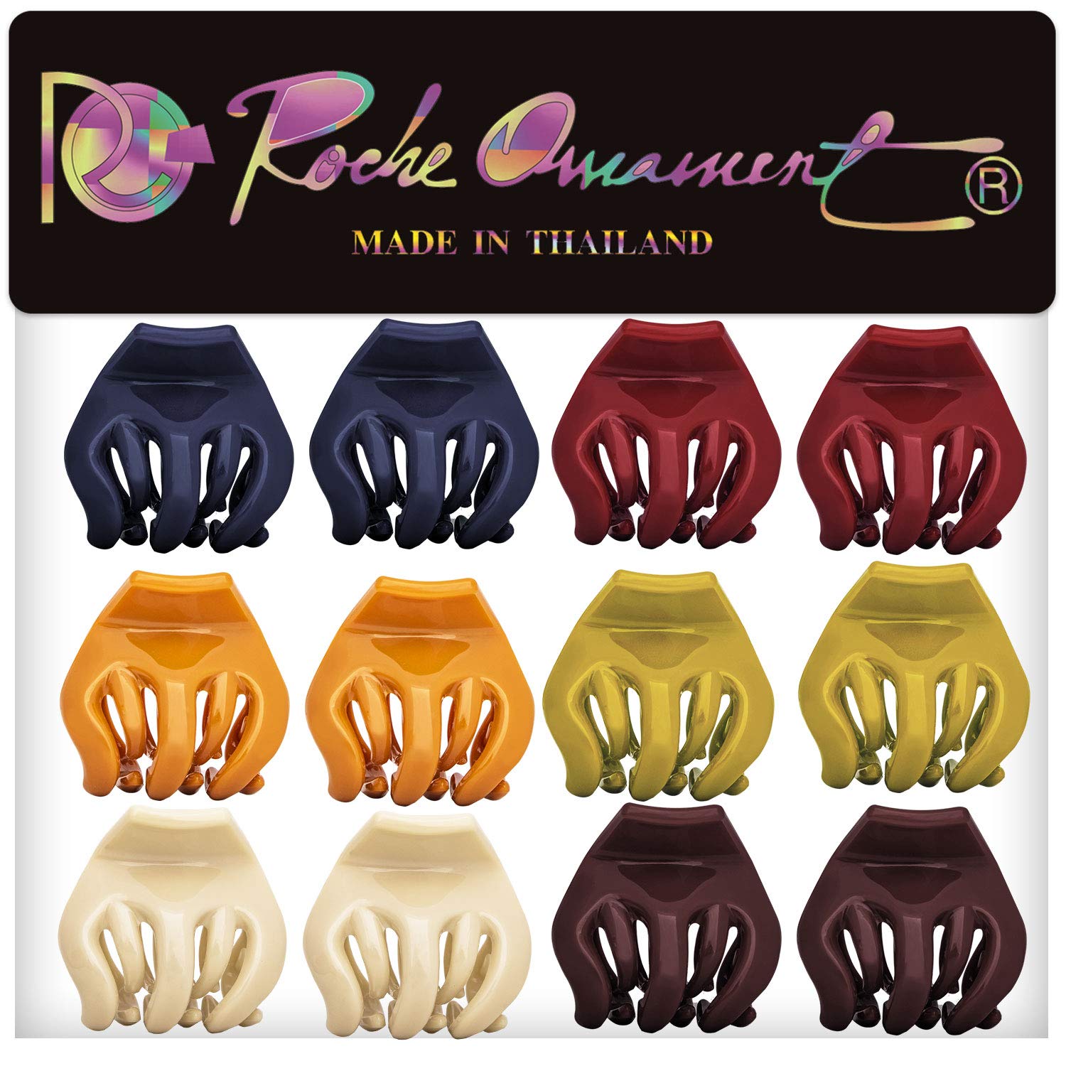 12 Pcs Women's Octopus Claws Hair Clips - Strong Hold No Slip Interlocking Teeth French Clutcher for Pumpkin Braids, Ponytails & Classic Hairstyles | Fashion Hair Accessories in Small Multicolor