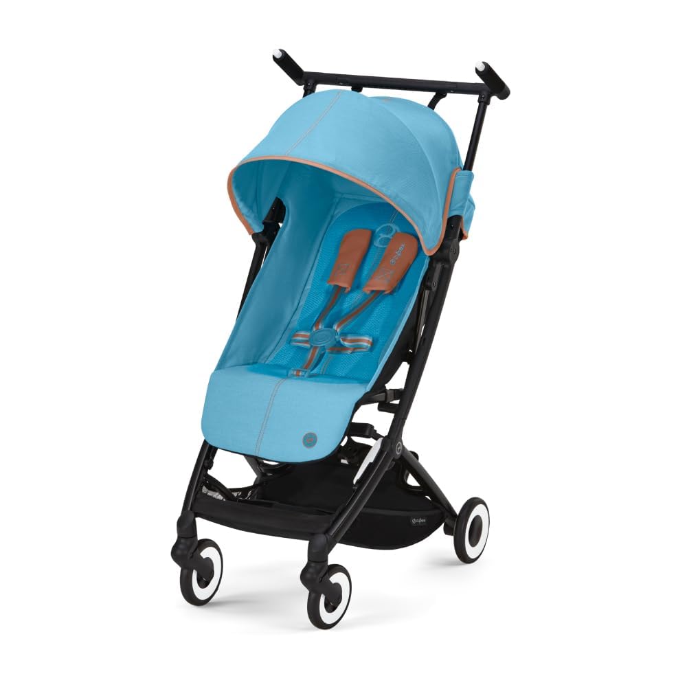 Cybex Libelle Lightweight Compact Travel Stroller for Baby - FAA Carry-On Compliant, One-Hand Fold & Adjustable Recline - Compatible with CYBEX Car Seats (Beach Blue) - Perfect for Air Travel, City Walks & Beach Outings