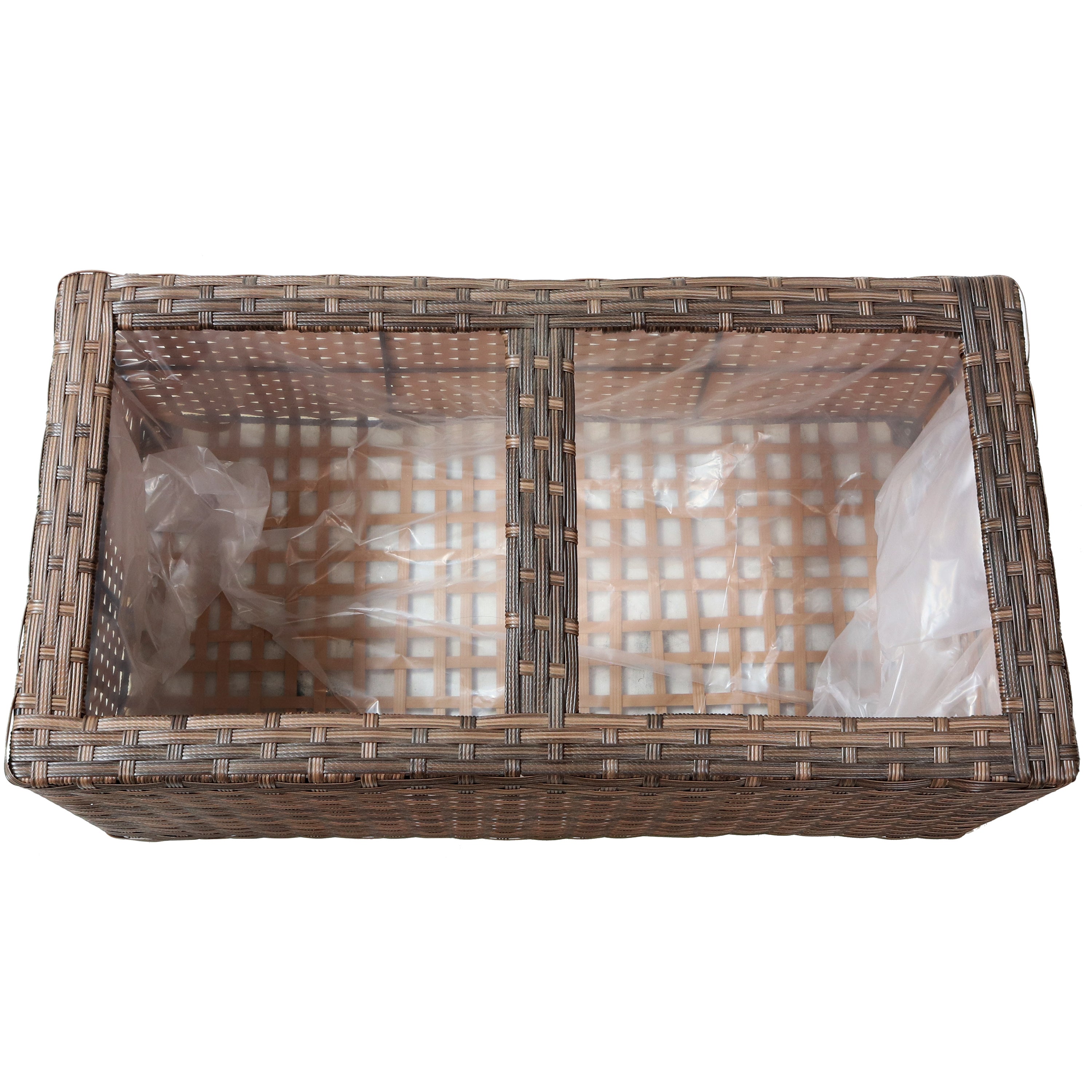 Sunnydaze 2-Piece Set of Modern Rectangle Indoor Planters - Durable Polyrattan Material for Home, Office & Garden Decor - Perfect for Living Room, Patio or Balcony Plants