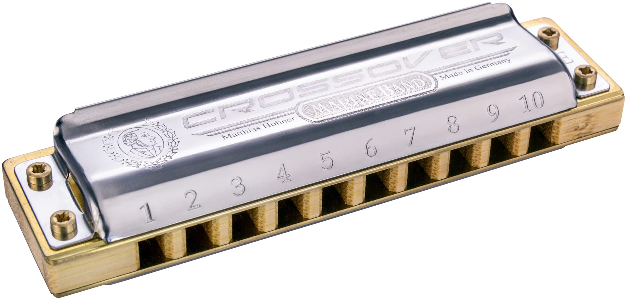 Hohner Crossover Diatonic Harmonica in Bb Key - Professional Blues & Folk Harmonica for Musicians & Beginners - Perfect for Live Performances, Studio Recording & Practice