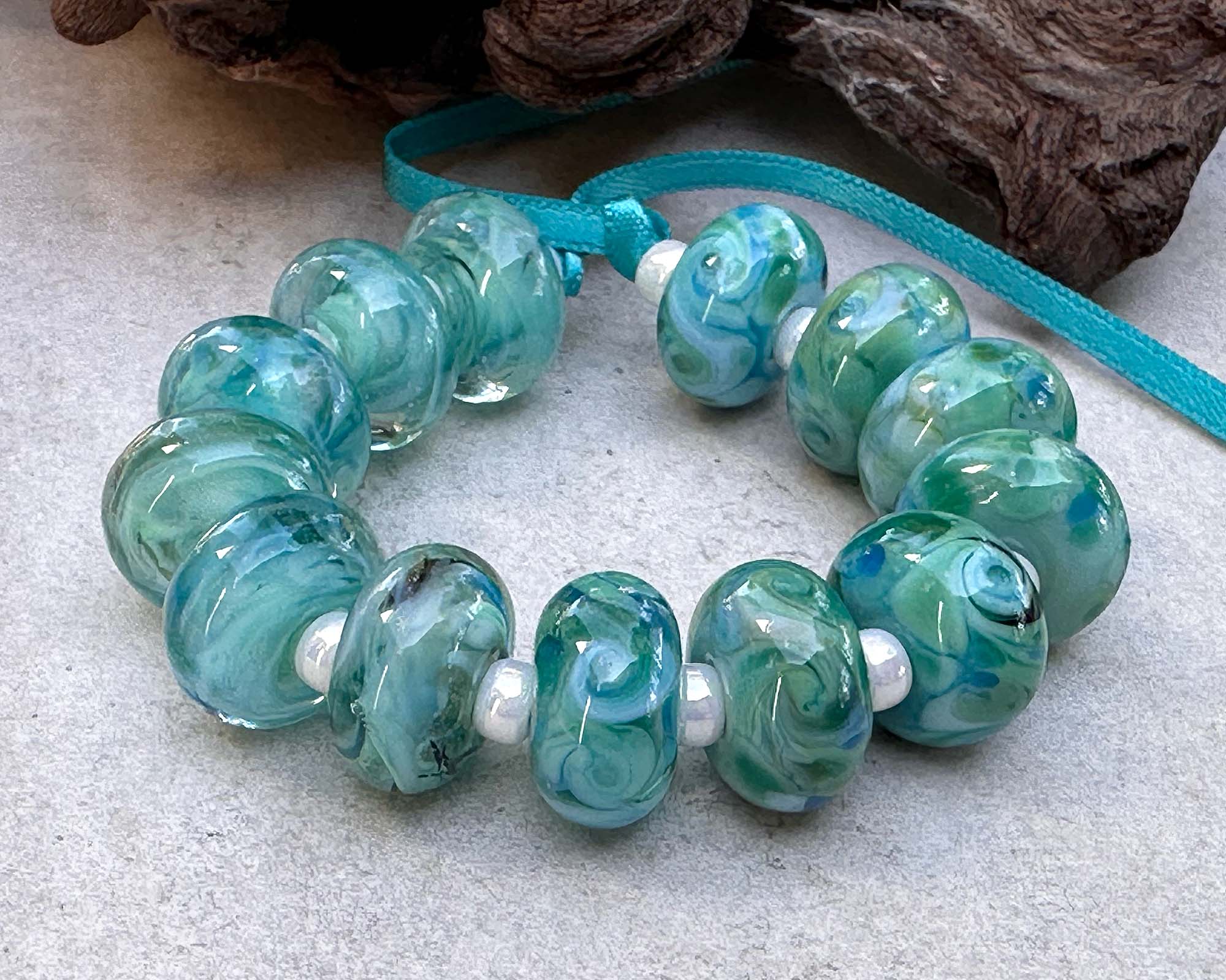 13pcs Caribbean Charm Lampwork Glass Beads Set for Jewelry Making - DIY Bracelet, Necklace & Craft Projects - Perfect for Beach, Boho & Summer Style Accessories