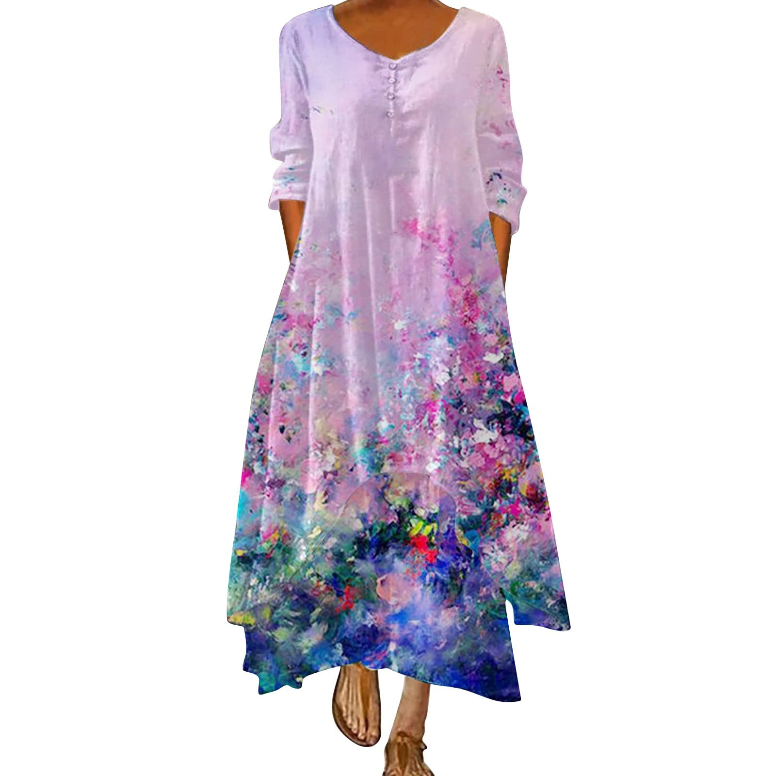 Keepfit Women's Bohemian Plus Size Floral Print Summer Dress - Skater Style Casual Beach Dress for Women | Perfect for Vacations, Parties & Outdoor Events