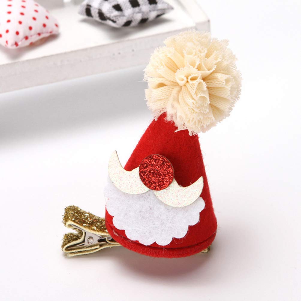6 Pieces Christmas Santa Hat Hair Clips - Mini Plush Pompom Hair Barrettes for Girls & Women - Perfect for Holiday Parties, School Events & Christmas Photo Shoots