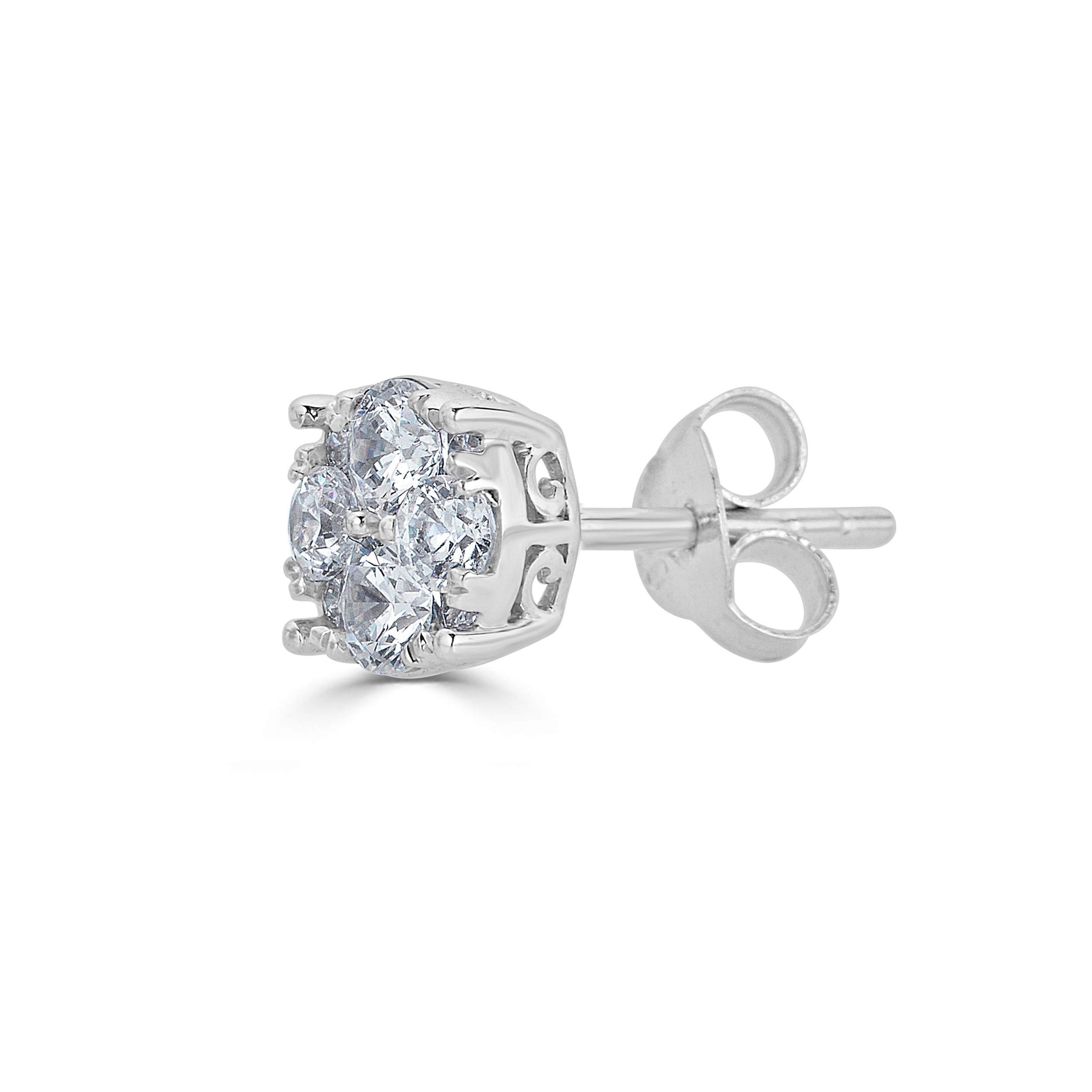 1PC Natural Diamond Stud Earrings 925 Sterling Silver for Men & Women - Perfect for Weddings, Anniversaries & Special Occasions
