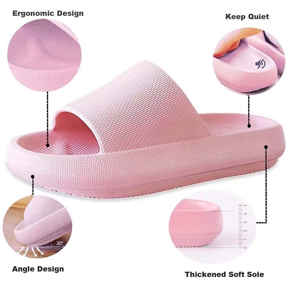 Upgrade Japanese Style Comfortable 4.0cm Thick Sole Anti-Slip Shower Slippers for Bathroom, Spa, and Office Use - Soft Memory Foam Indoor House Shoes