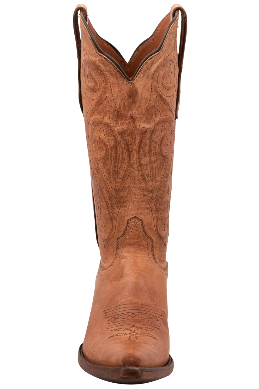 Black Jack Goat Leather Cowgirl Boots in Tan - Western Style Ankle Boots for Women | Perfect for Country Dancing, Rodeo Events & Everyday Wear
