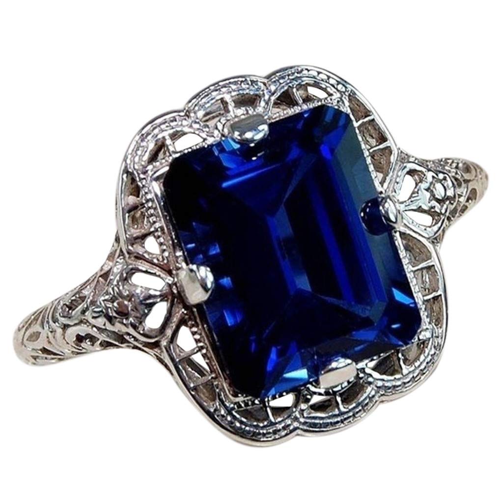 Natural Blue Gemstone Men's Engagement Ring - Sterling Silver Birthstone Wedding Band for Soccer Lovers & Grooms (Perfect for Proposals, Anniversaries & Special Occasions)