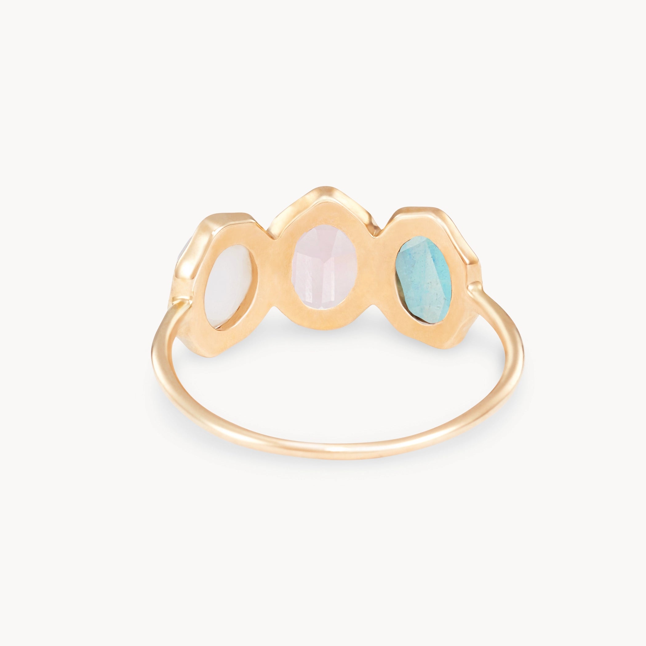 14K Yellow Gold Air Element Mood Ring with Natural Gemstones – Perfect for Spiritual Healing, Meditation & Unique Fashion Accessories