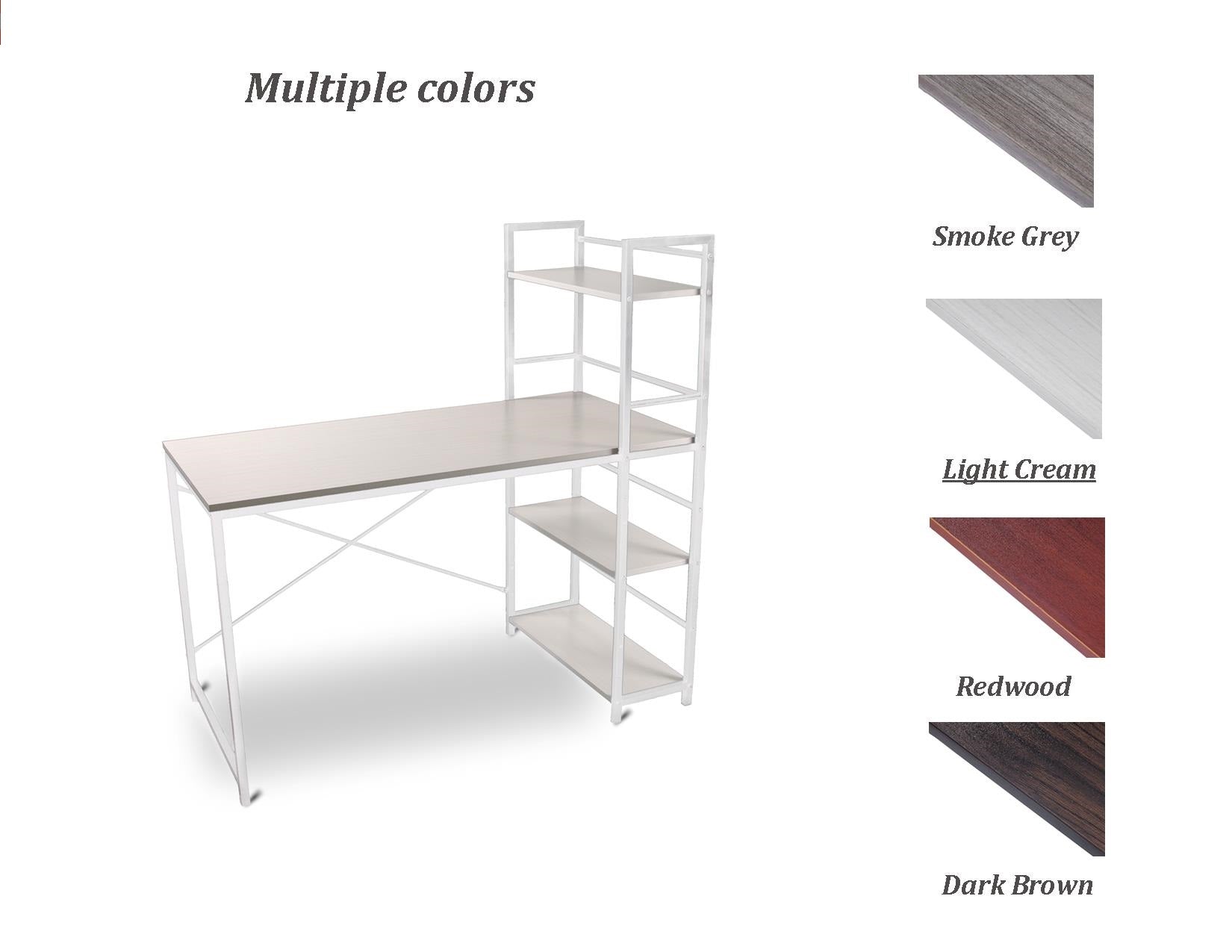 1907B Office Computer Desk - Cream White Modern Workstation for Home & Office - Ergonomic Study Desk with Spacious Workspace for Laptops, PCs & Office Supplies