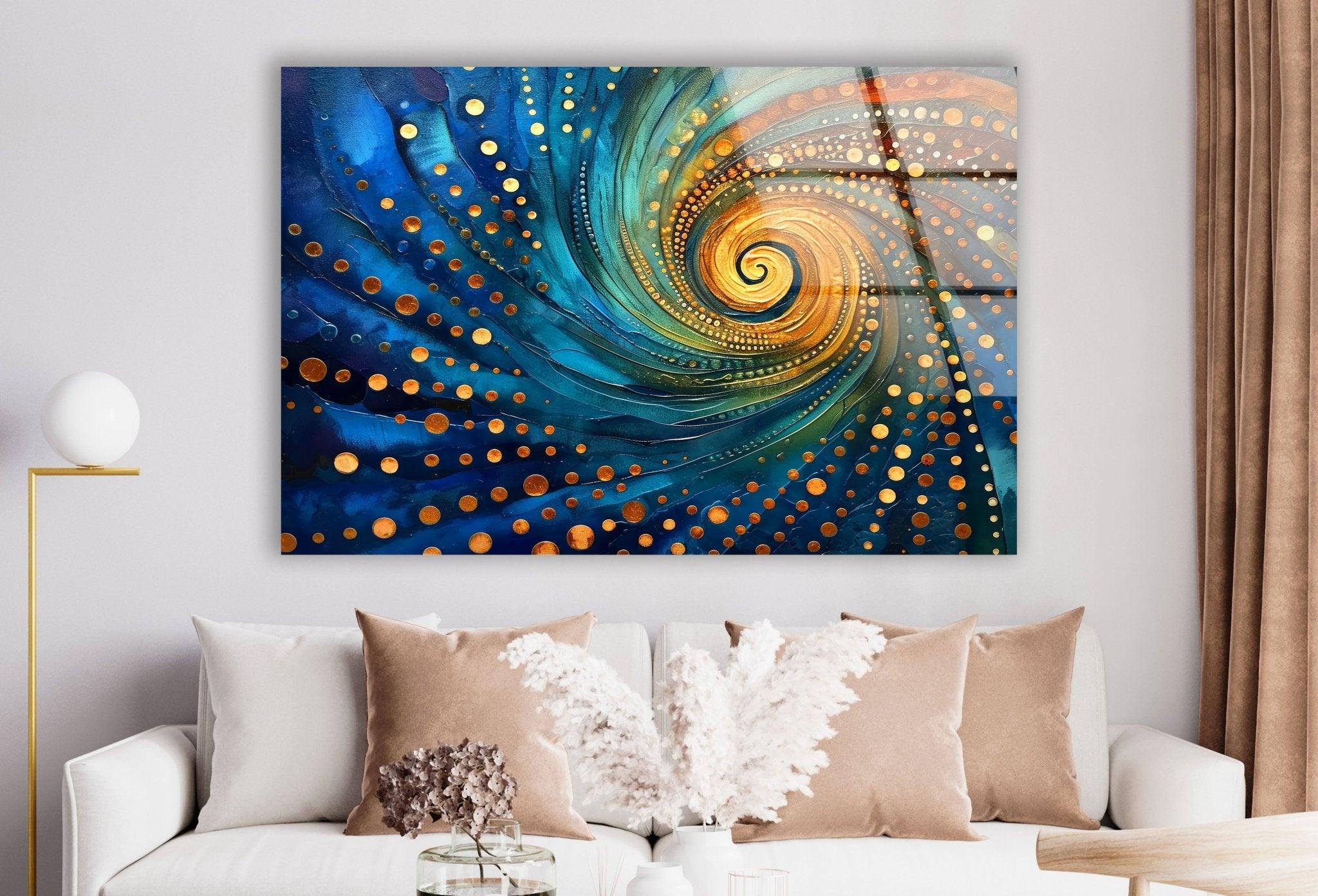 Abstract Spiral Fractal Glass Wall Art - Modern Home Decor for Living Room, Bedroom & Office - Handmade 3D Glass Sculpture for Unique Interior Design