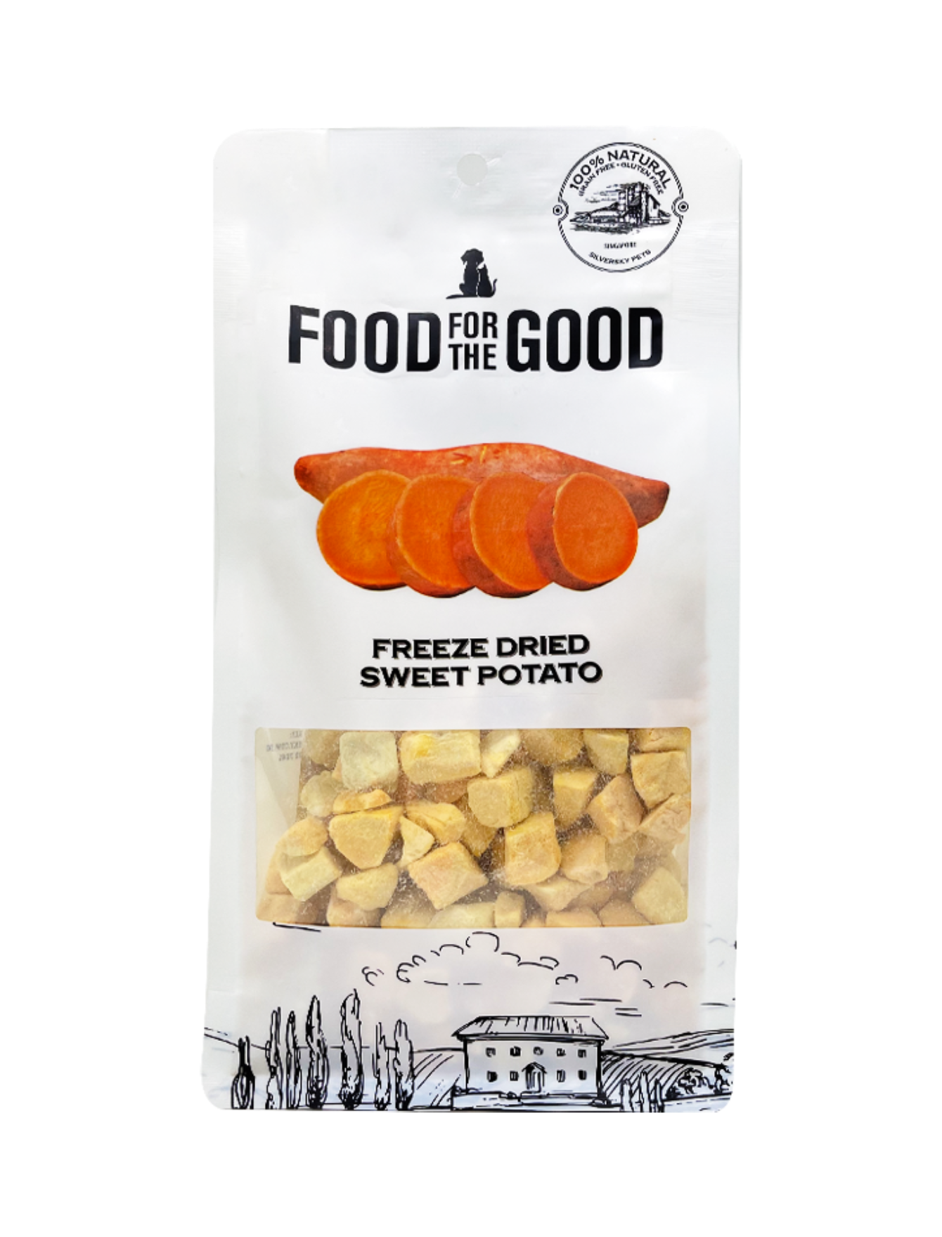 Freeze Dried Orange Sweet Potato Dog & Cat Treats - 100g All-Natural Pet Snacks for Training & Rewards | Healthy Digestive Support for Dogs & Cats