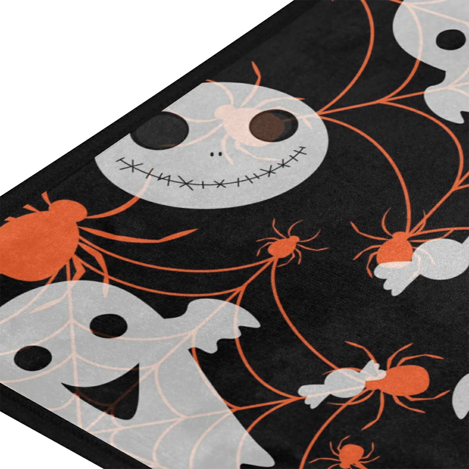 Spooky Halloween Rug - Non-Slip Kitchen Runner & Bath Mat with Spider & Ghost Design - 39