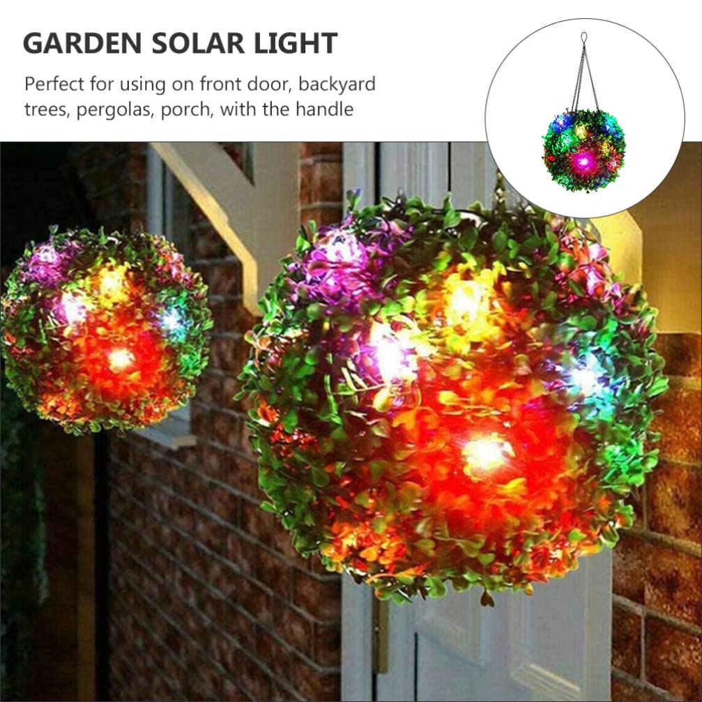 Beaupretty Solar Hanging Lights Outdoor - LED Topiary Grass Lamp with Chain Hook, Waterproof Garden Courtyard Decorative Lighting for Patio, Yard, Pathway, and Home Outdoor Decor (Set of 2)