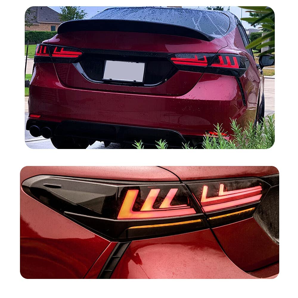 2018-2023 Toyota Camry LED Tail Lights - DRL Brake Turn Signal Assembly with Start Up Animation (Clear) - Perfect for Night Driving & Custom Car Upgrades