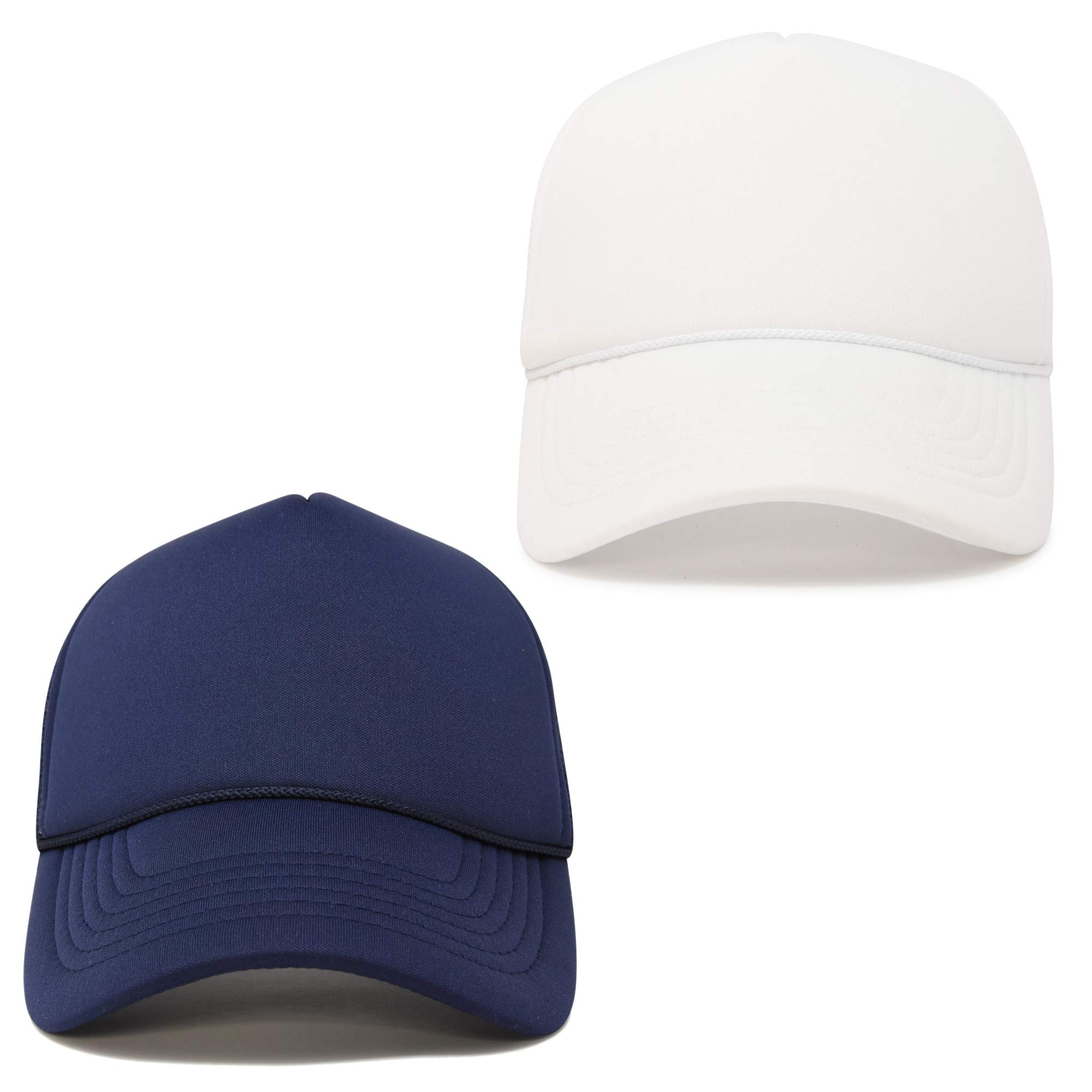DALIX Solid Blank Trucker Hats 2 Pack - Adjustable Mesh Back Baseball Caps for Men & Women - Perfect for Outdoor Activities, Sports, and Casual Wear