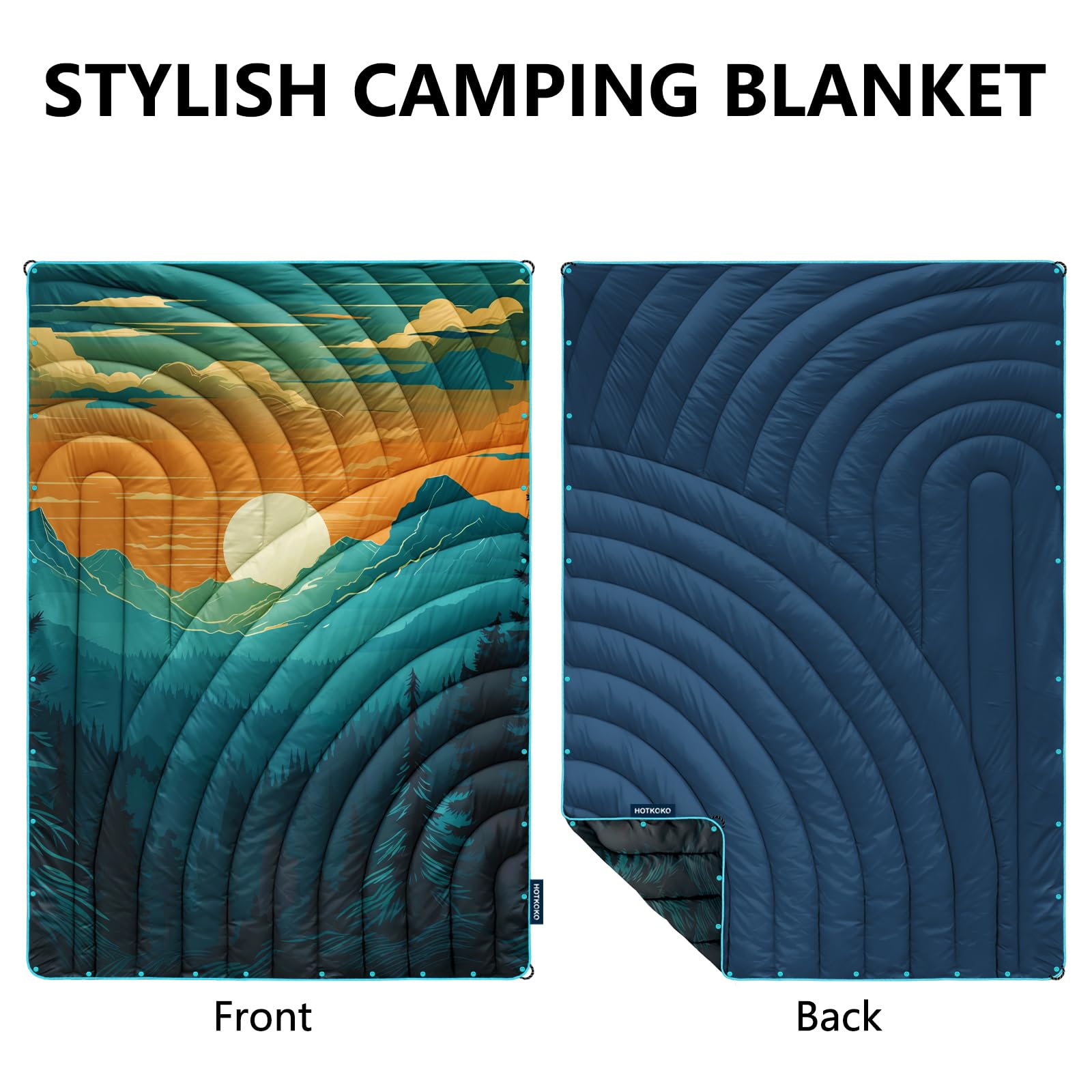 Ultra-Lightweight Packable Camping Blanket - Waterproof Outdoor Blanket for Camping, Hiking, Travel, Picnics & Stadium Events - Perfect for Backpacking, Beach Days & Outdoor Adventures
