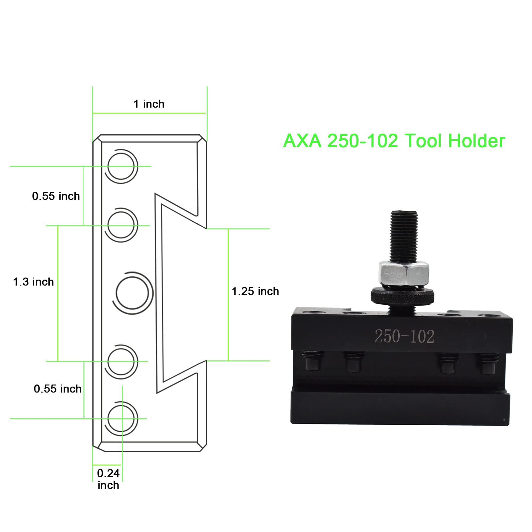 2Pcs AXA 250-102 Quick Change Tool Post Set - Turning & Facing Holder for 12