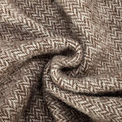 Premium Wool Throw Blanket by Spencer & Whitney - Brown Herringbone Pattern, Large Queen Size Bed Blanket for Cozy Living Room, Sofa & Winter Warmth
