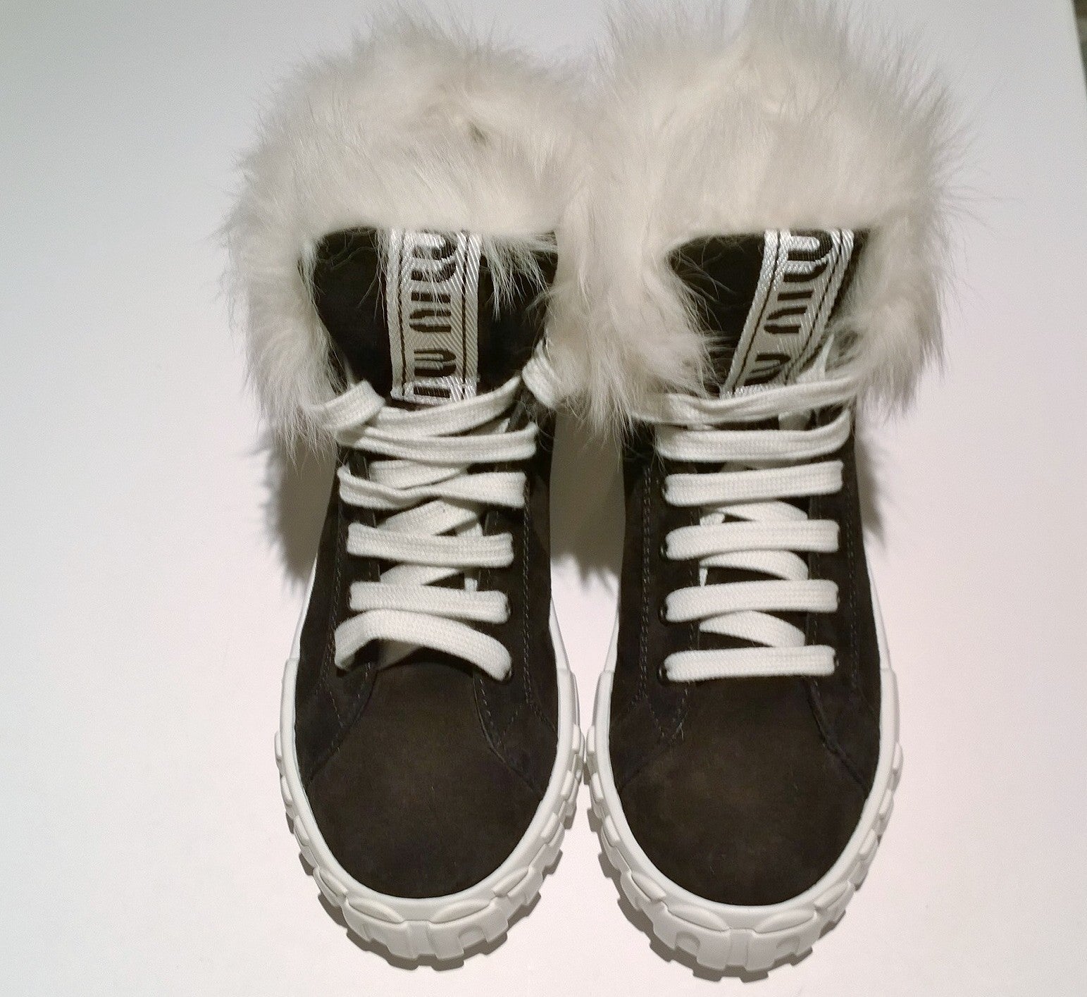 Miu Miu Black Suede Winter High Top Faux Fur Sneaker Boots - Warm Ankle Booties for Women | Perfect for Cold Weather, Snow Days & Fashion Outfits