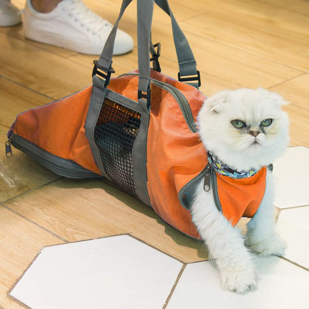 Cat Grooming Restraint Bag - No Scratching or Biting for Safe Nail Trimming, Bathing & Vet Visits (Orange, Medium) | Perfect for Stress-Free Cat Care at Home or Veterinary Clinics