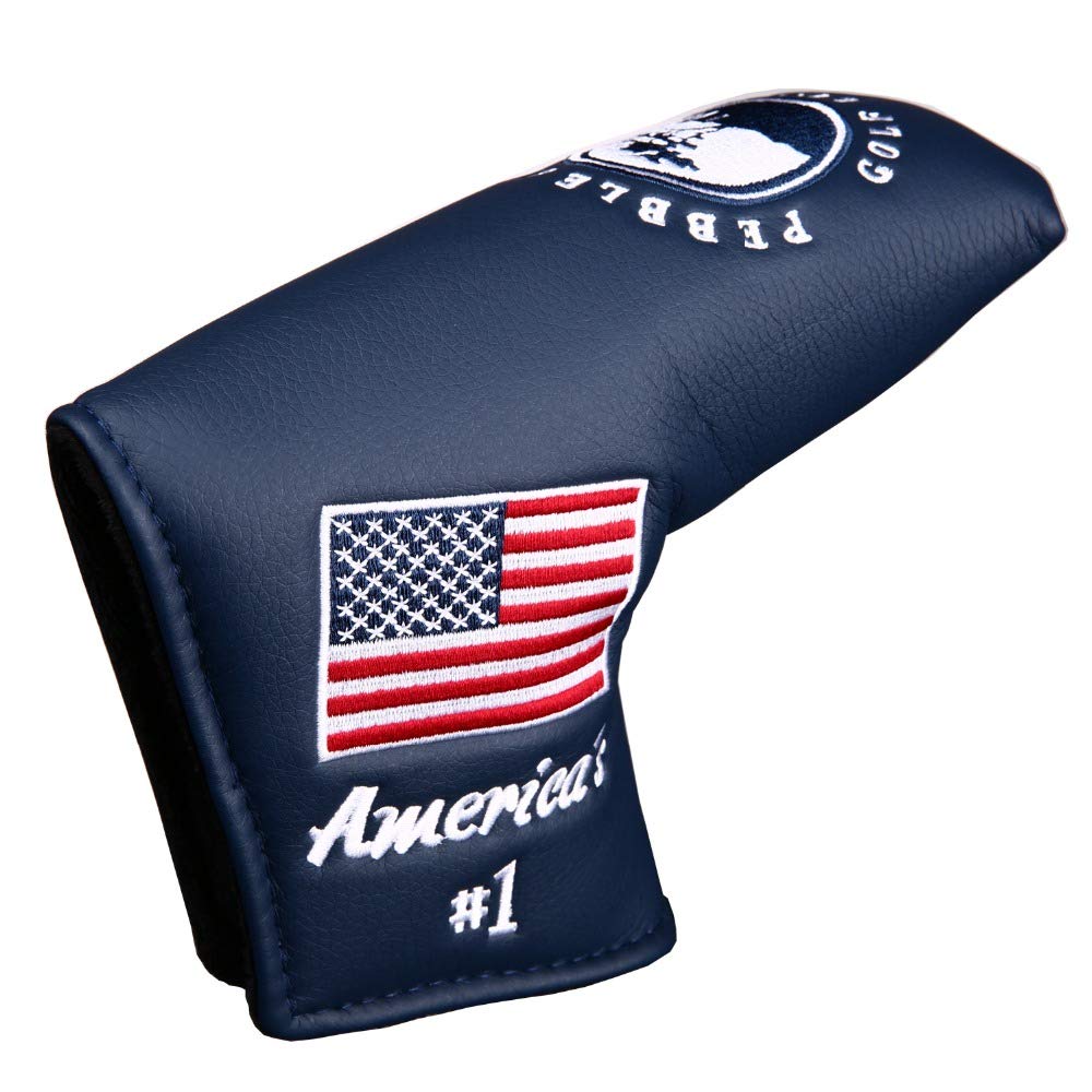 Premium Pebble Beach Golf Putter Headcover - USA Flag Design for Scotty Cameron Putters | Durable Blade Cover for Golf Enthusiasts | Perfect for Course Play & Club Protection