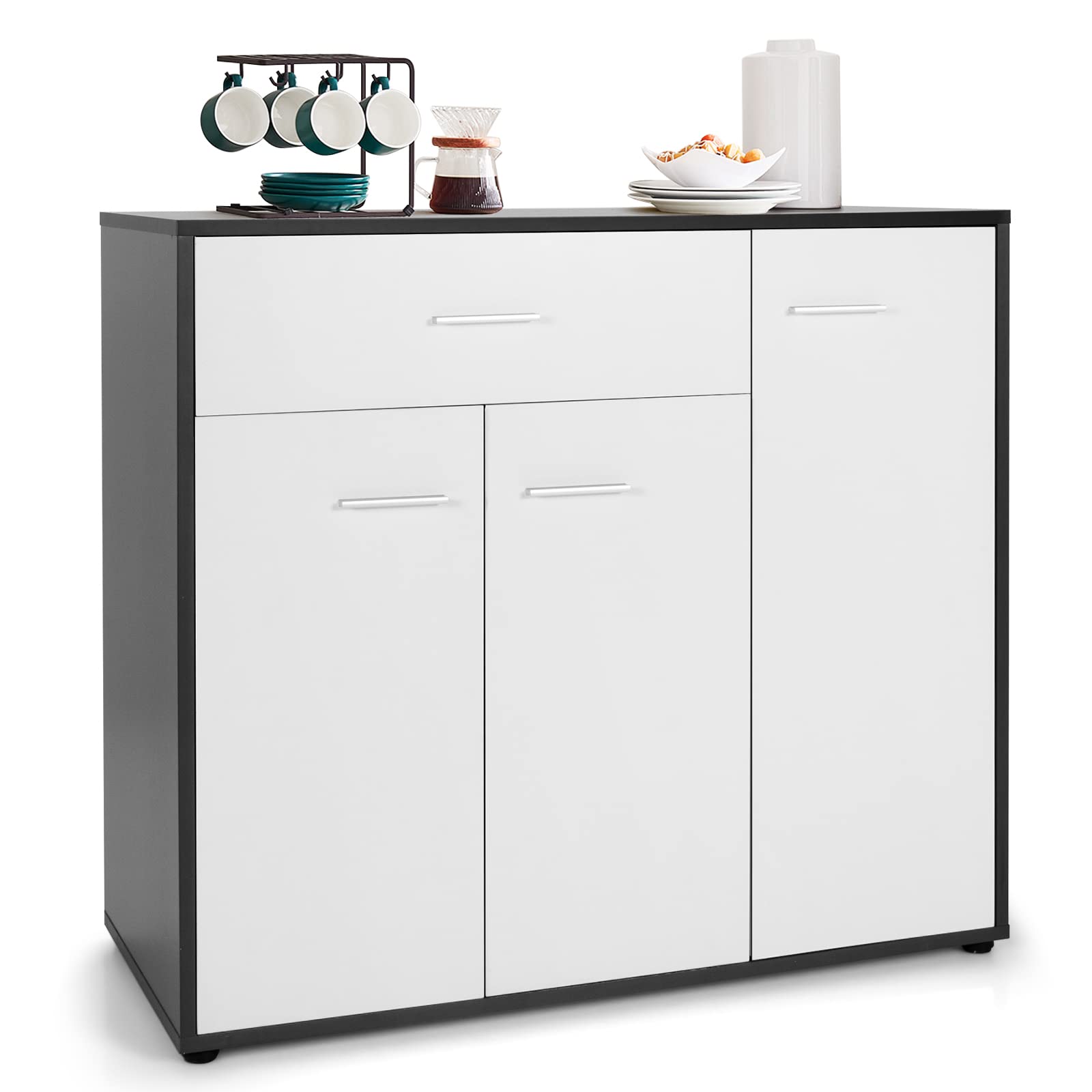 Giantex 3-Door Buffet Cabinet with Storage - Large Drawer, Adjustable Shelves, Wooden Kitchen Organizer - Entryway Console Table & Dining Room Furniture for Home Decor, Kitchen Storage & Dining Room Organization