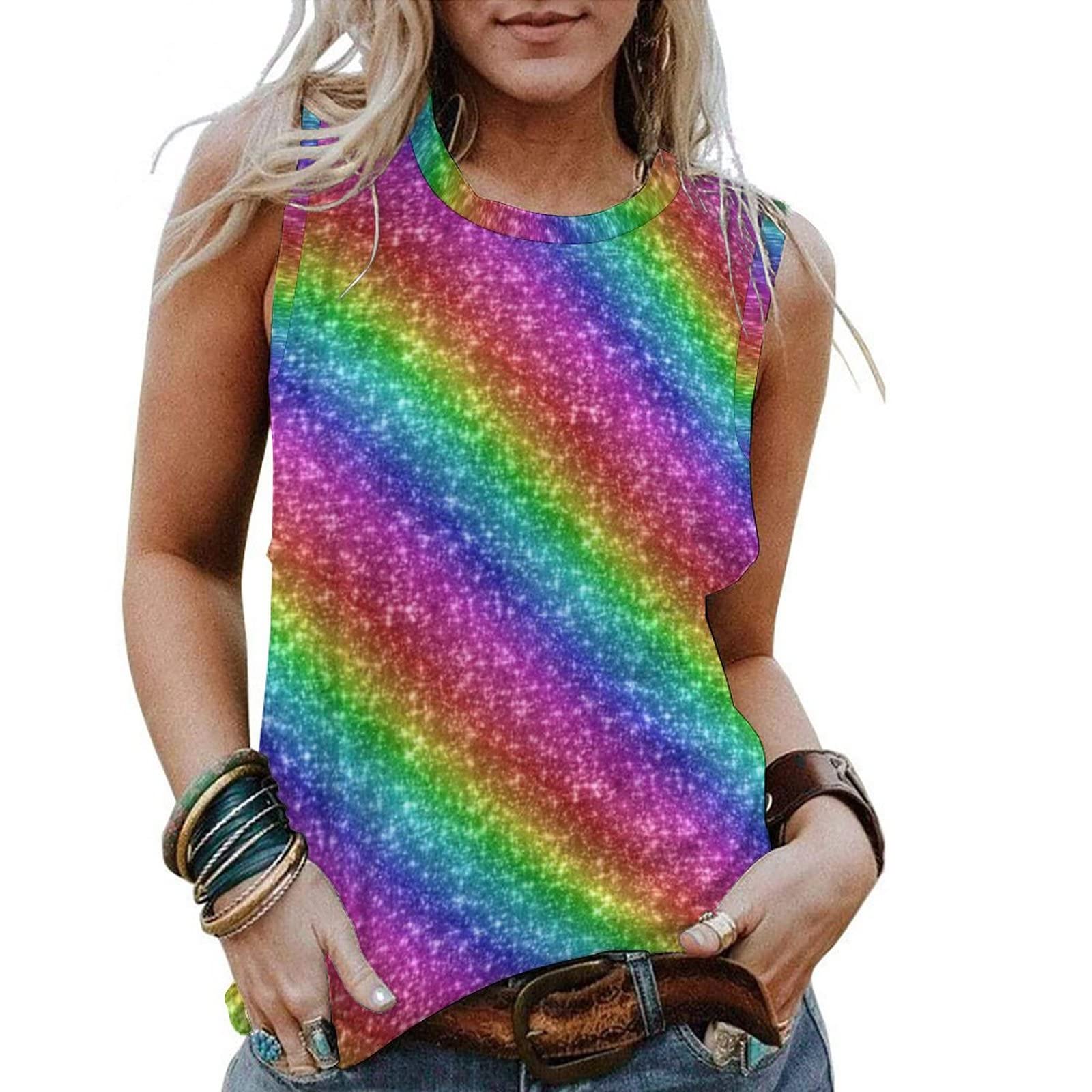 Women's Sequins Print Tank Top - Glitter Graphic Streetwear Tops for Casual Wear & Night Out