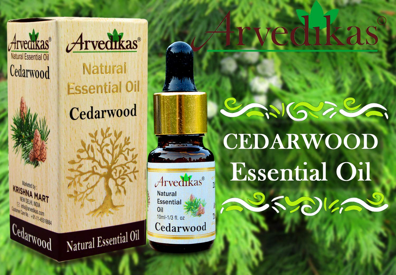 100% Pure Natural Cedarwood Essential Oil - Arvedikas Aromatherapy Oil for Relaxation & Stress Relief, 10ml | Perfect for Diffusers, Massage & DIY Skincare