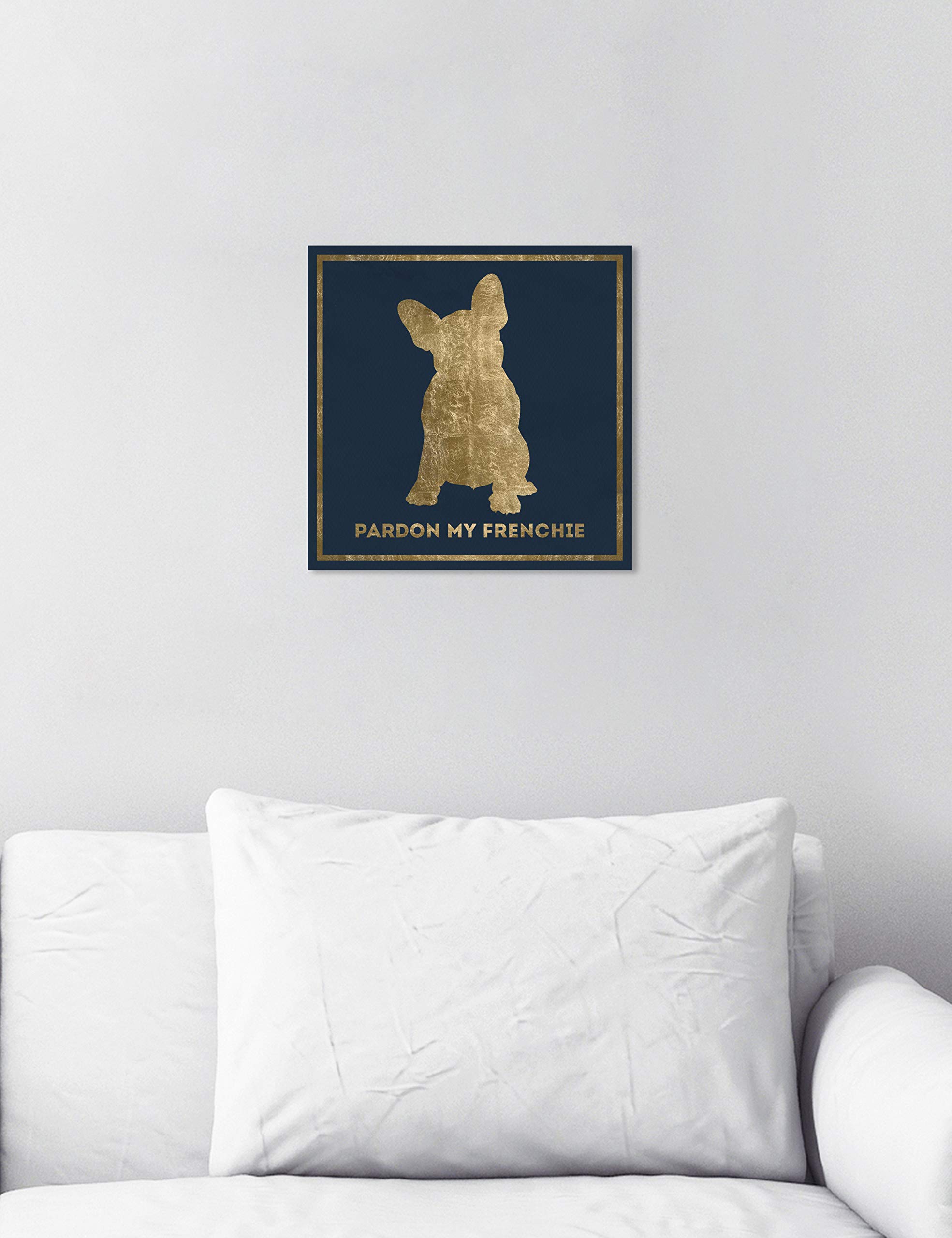 Oliver Gal Artist Co. 'Frenchie' Typography Wall Art Canvas Print - 12x12 Inches Gold & Black Quote Home Decor - Perfect for Living Room, Bedroom & Office Wall Decor