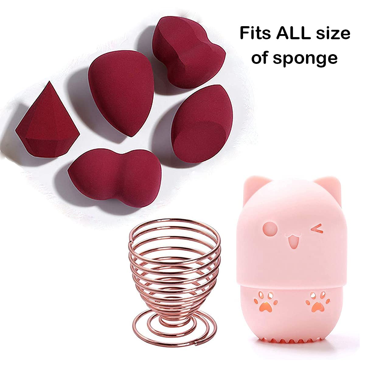 Premium Makeup Sponge Holder & Blender Travel Case - Pink & Gold Beauty Sponge Drying Stand & Storage Container | Portable Cosmetic Organizer for Home, Travel & Salon Use