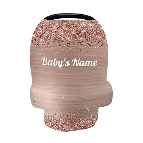 Rose Gold Brushed Pattern Personalized Car Seat Covers - Stretchy, Breathable & Customizable for Shopping Carts, High Chairs & Strollers - Perfect for Boys & Girls (Ideal for Grocery Trips, Dining Out & Baby Strolls)