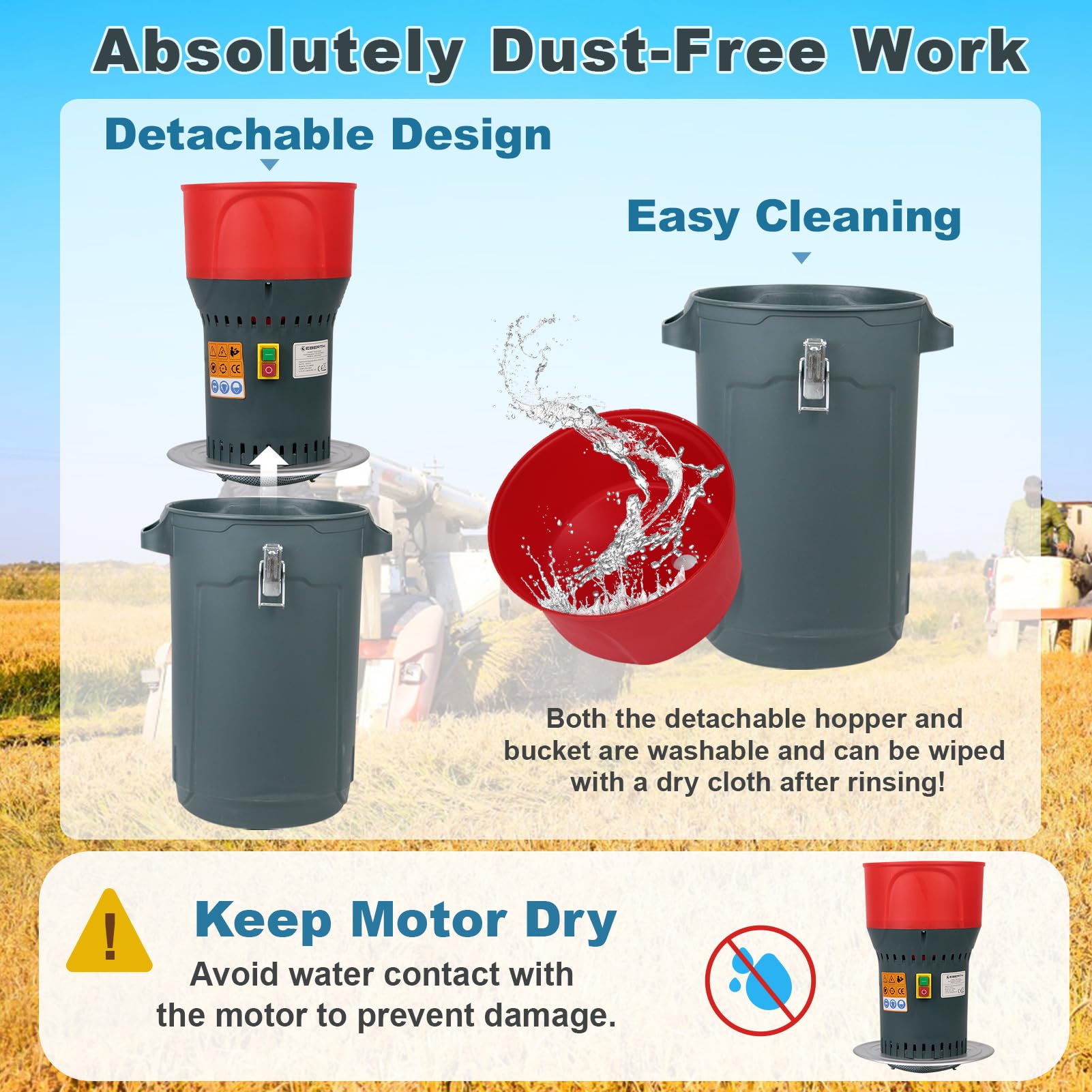**15.8-Gallon Electric Corn Grinder Mill for Dry Grains – Commercial & Home Use – Wheat, Spice, Rice, Feed, Flour & Cereals Grinder with 7 Sizes Sieves – Perfect for Baking, Brewing & Farm Use**