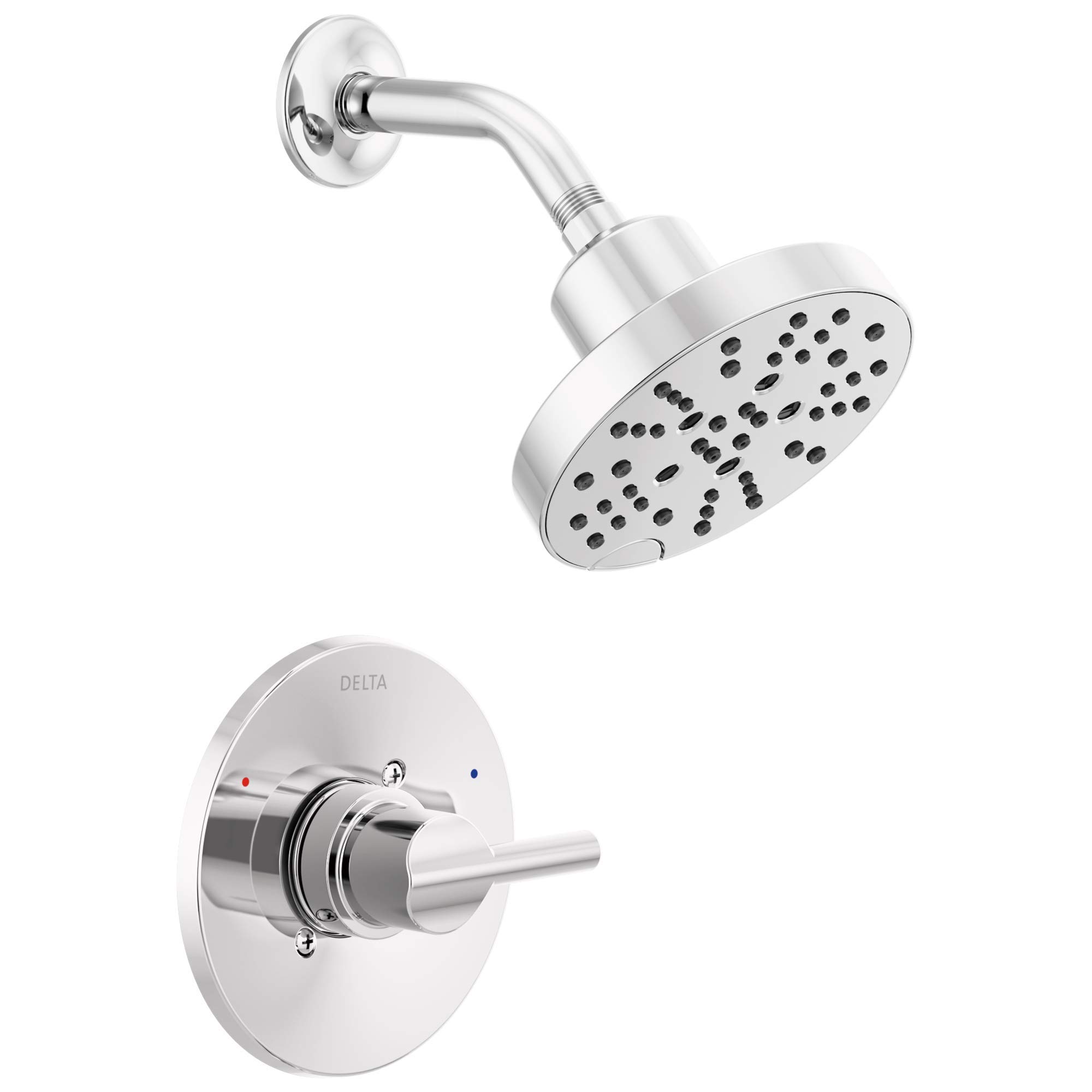 Delta Faucet Nicoli 14 Series Single-Handle Shower Faucet with 5-Spray H2Okinetic Shower Head - Chrome Finish 142749 (Includes Shower Valve) - Perfect for Modern Bathroom Renovations & Spa-Like Shower Experience